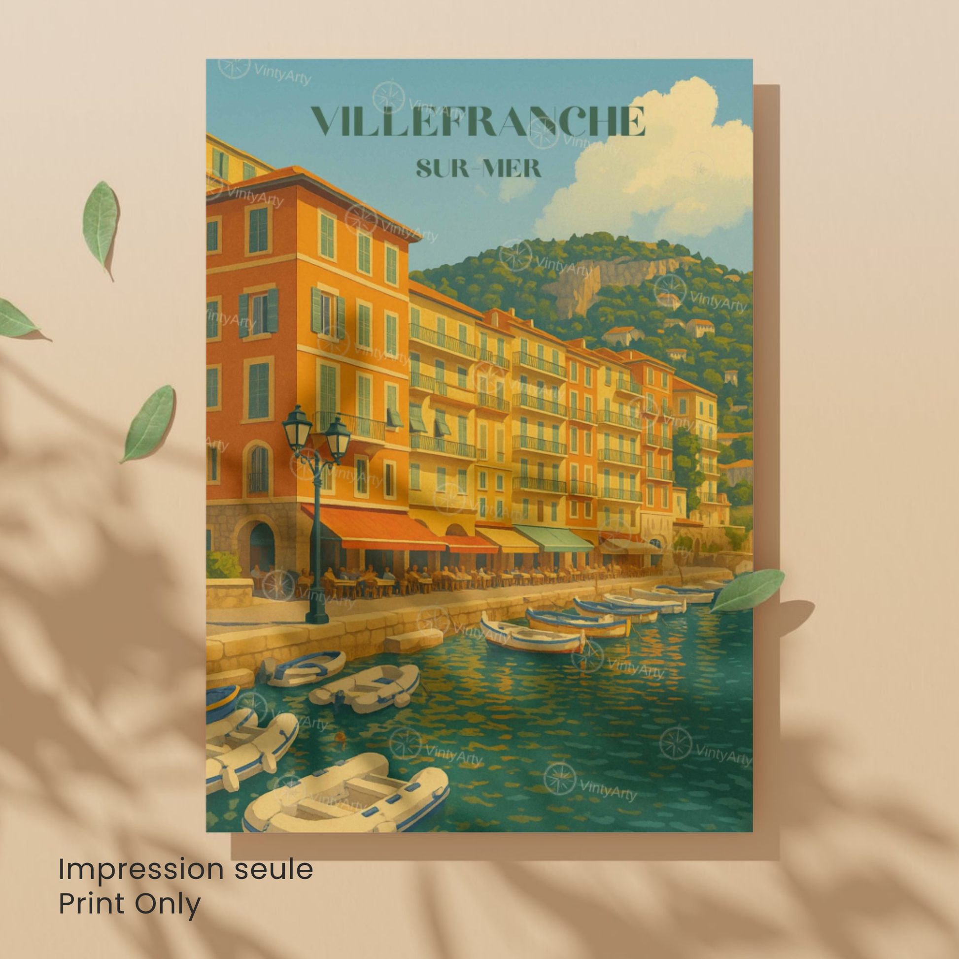 Affiche Villefranche-sur-Mer | Impression artistique France | Affiche Côte d'Azur