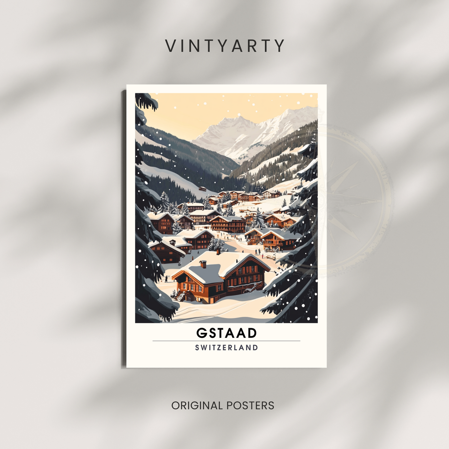 Gstaad, Schweiz Poster | Gstaad Reisedruck, Skiposter