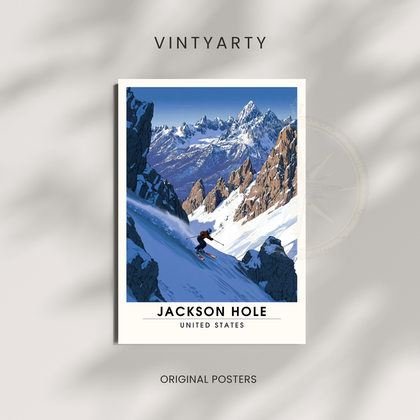 Affiche Jackson Hole, USA | Impression Jackson Hole | Affiche Ski | Wyoming