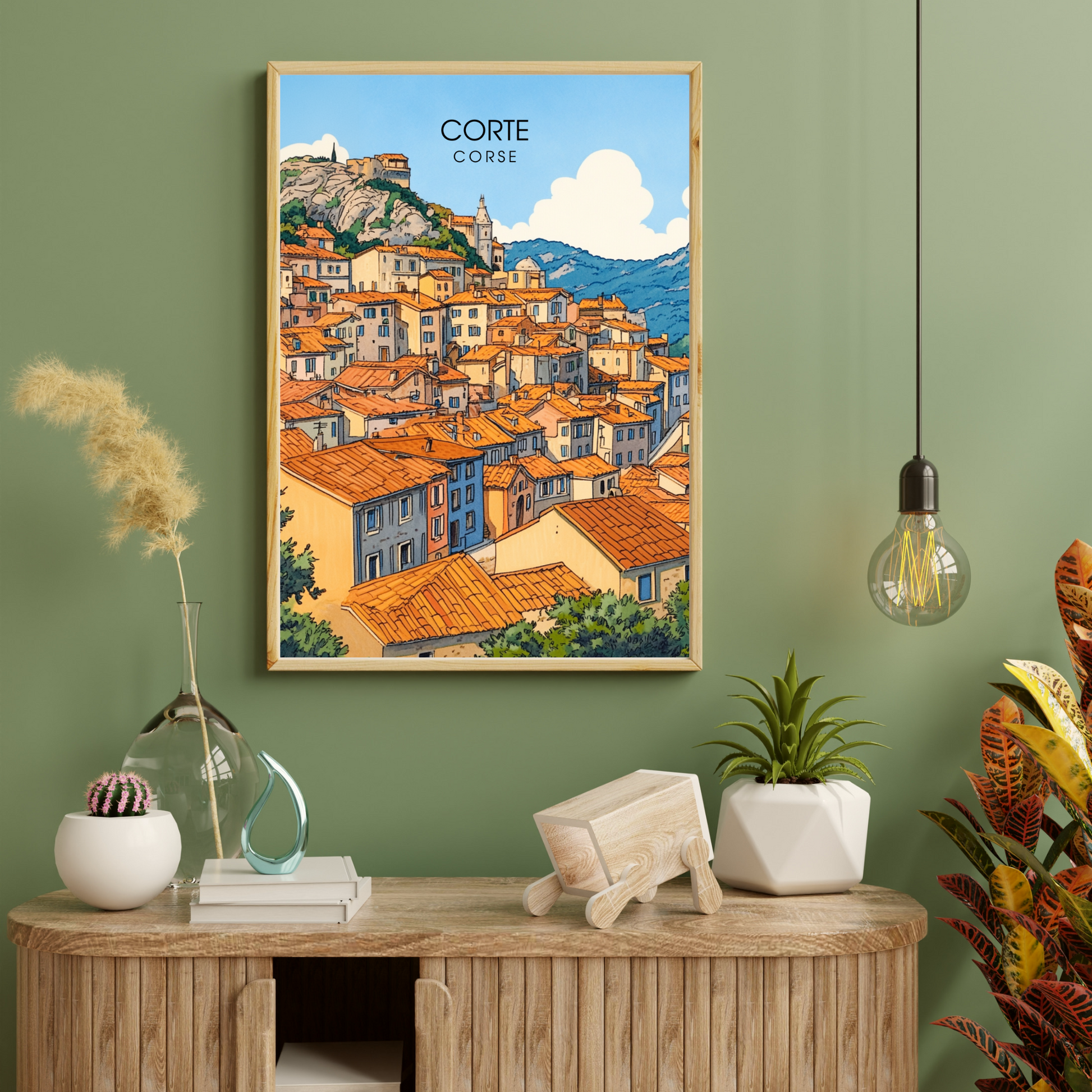 Affiche Corte | Impression de voyage Corse | Affiche Corse