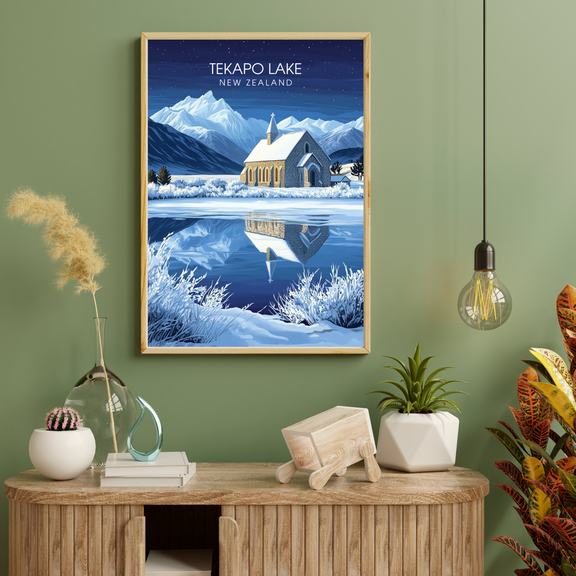 Affiche Lac Tekapo | Impression de voyage Nouvelle-Zélande | Affiche Lac