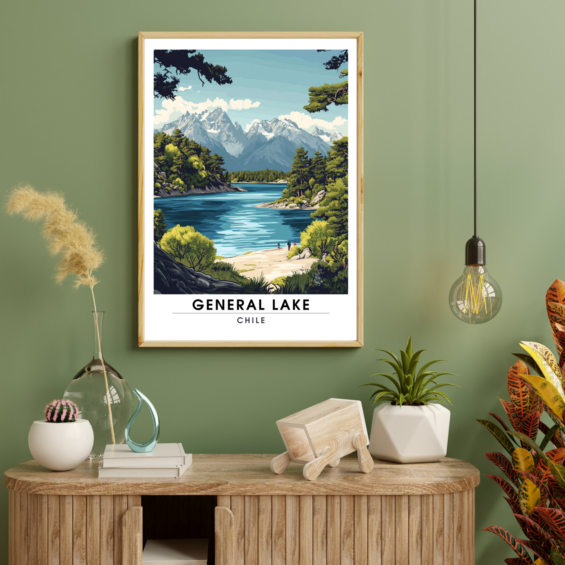 Affiche Lac Général | Impression de voyage Chili | Affiche Lac