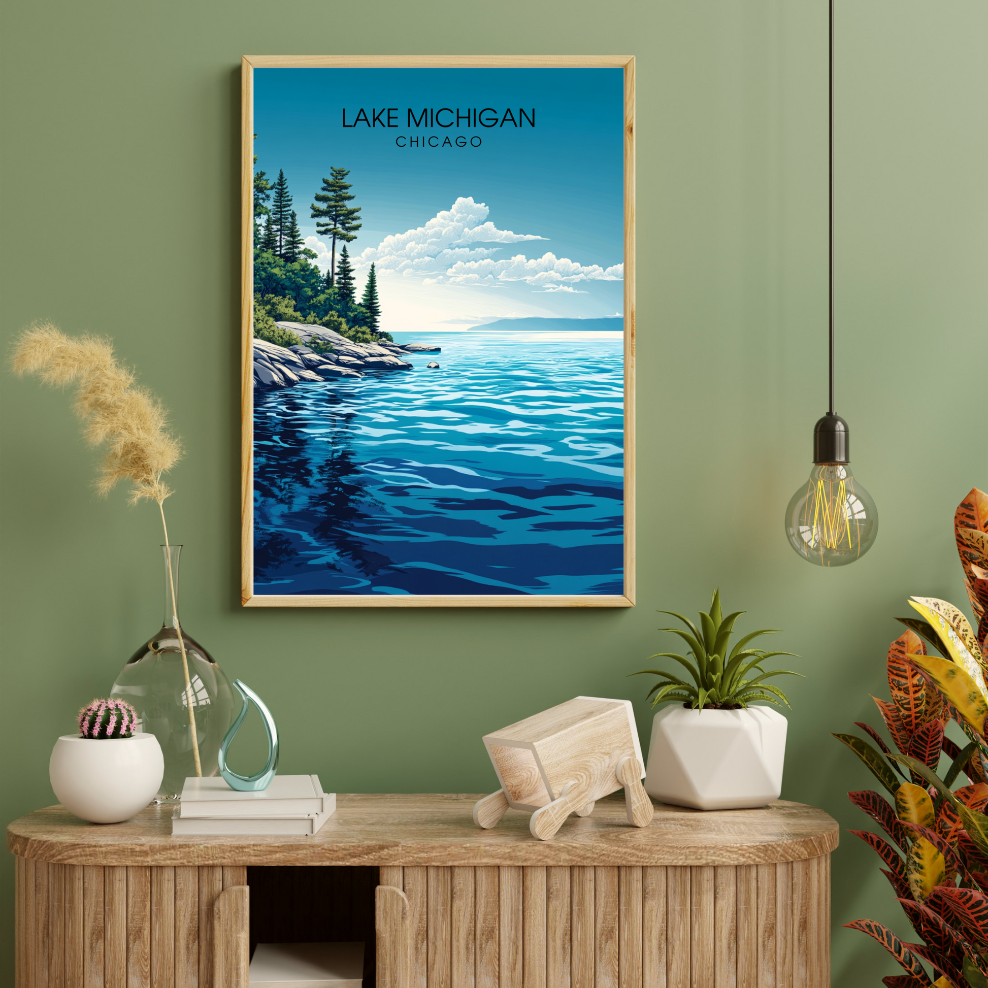 Affiche Lac Michigan Chicago | Impression États-Unis | Affiche Lac