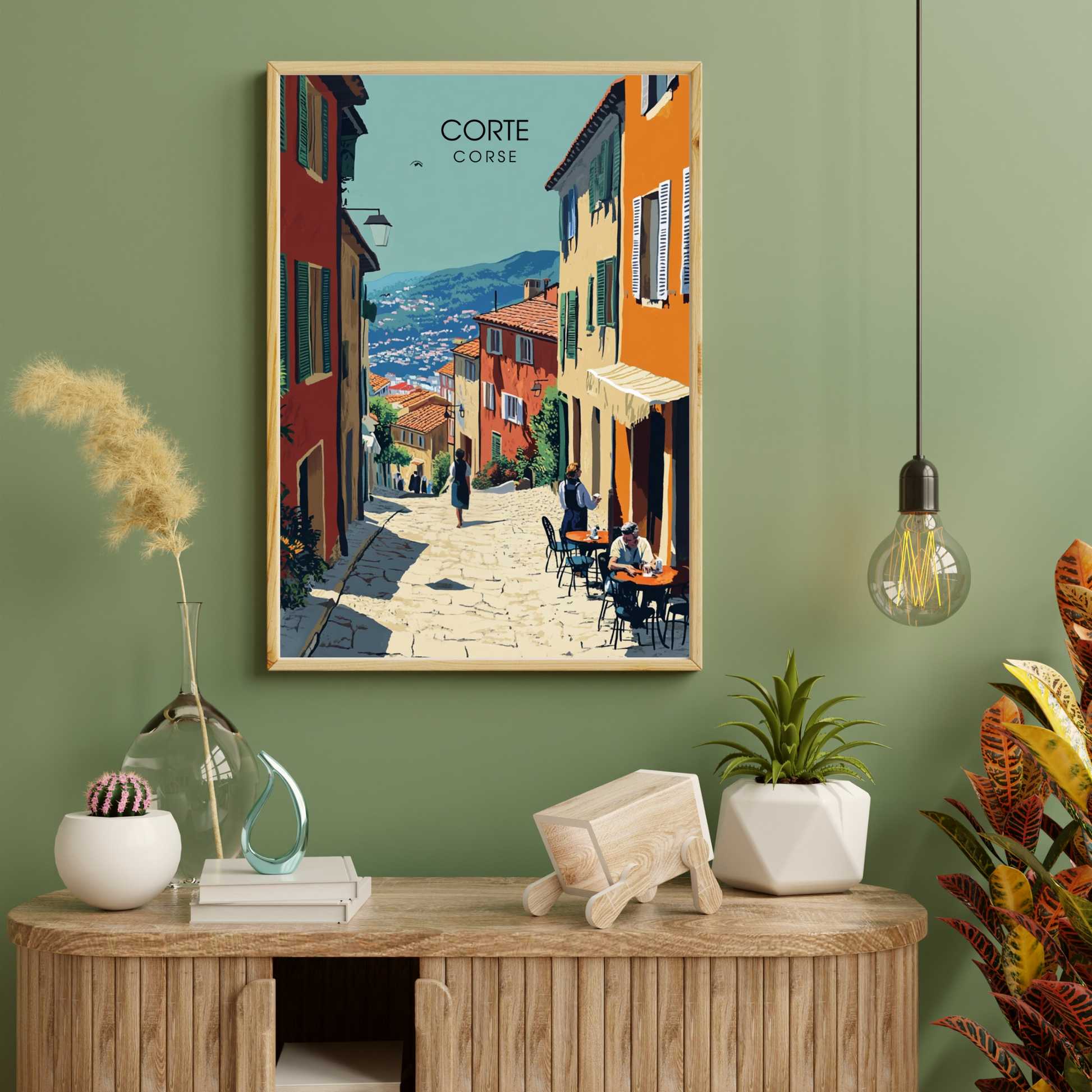 Affiche Corte | Poster de voyage Corse | Affiche Corse