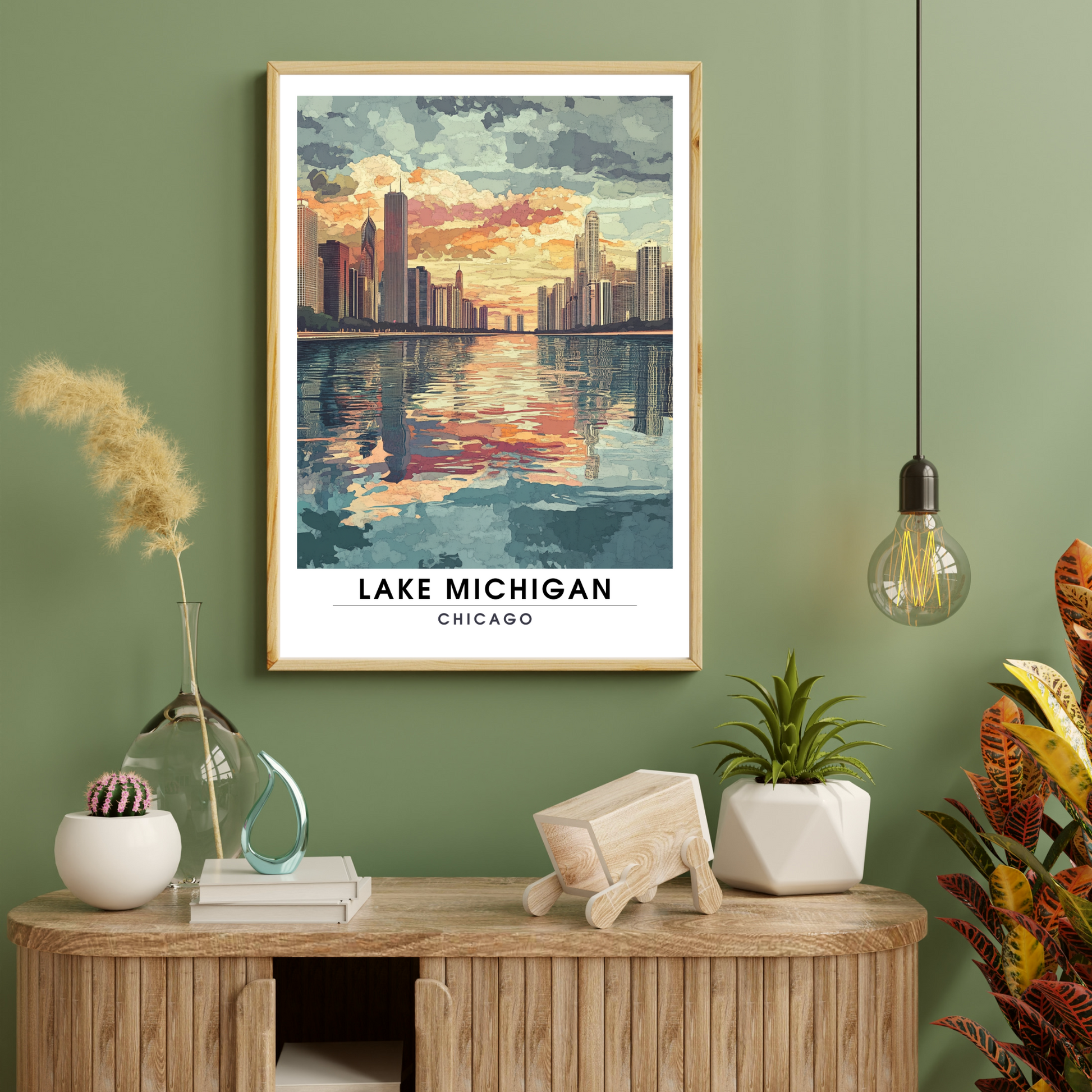 Affiche Lac Michigan Chicago | Poster de voyage États-Unis | Affiche Lac