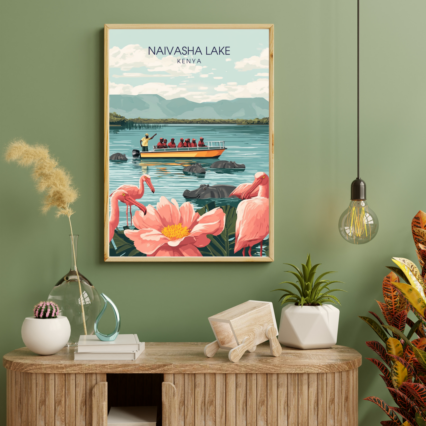 Affiche Lac Naivasha | Impression de voyage Kenya | Affiche Lac