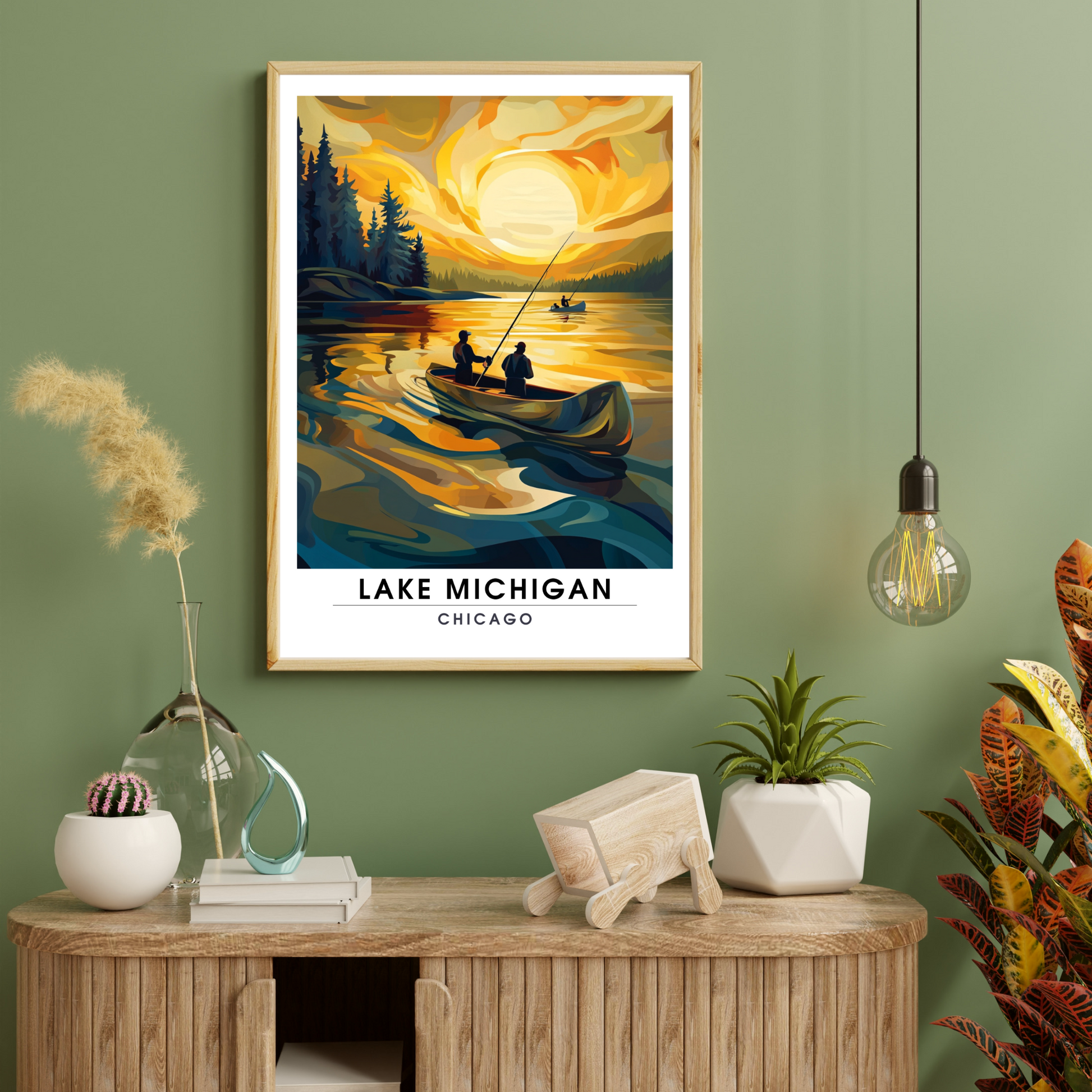 Affiche Lac Michigan Chicago | Impression de voyage États-Unis | Affiche Lac
