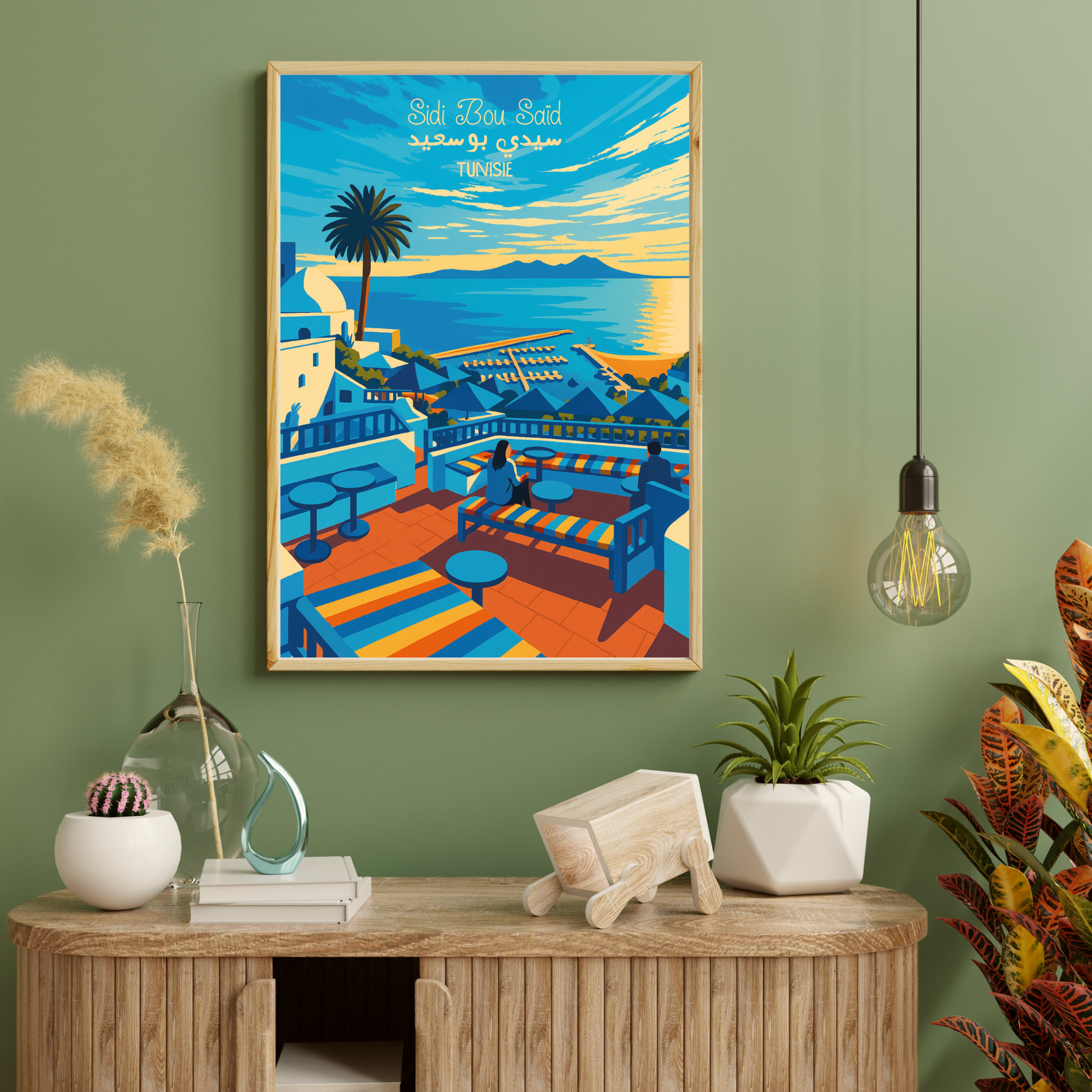 Affiche Sidi Bou Saïd | Impression de voyage Tunisie | Affiche Tunisie