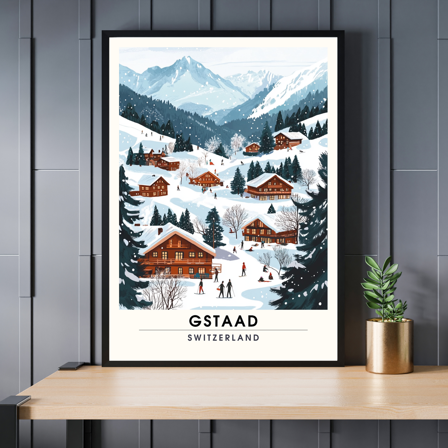 Affiche Gstaad, Suisse | impression Gstaad, Affiche de ski