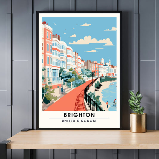 Affiche Brighton- Impression de voyage Brighton - Impression Paysage Urbain Artistique - Collection Souvenirs du Royaume-Uni