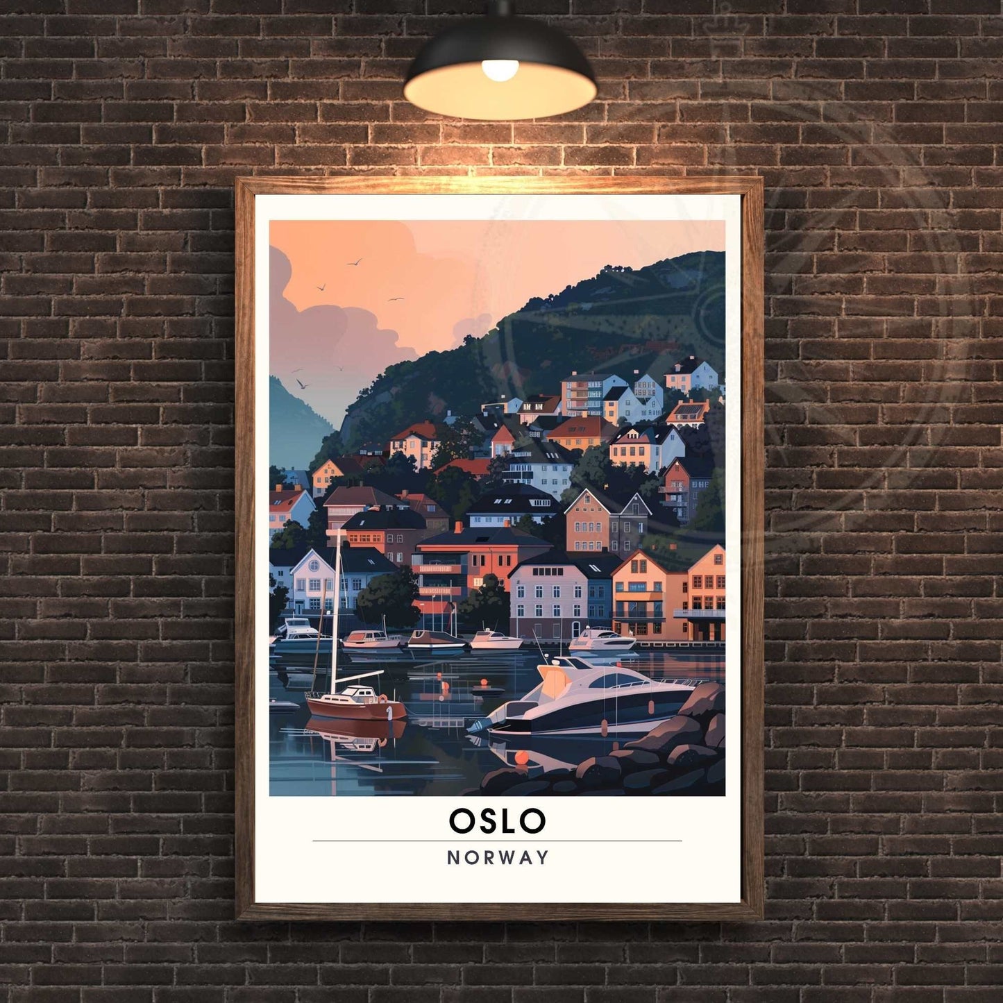 Affiche Oslo - impression de voyage Oslo, Norvège - Impression Norvège au coucher de soleil