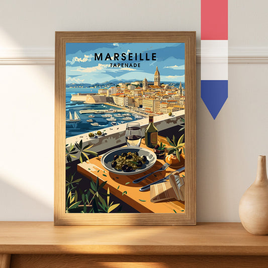 Kitchen poster | Marseille poster | Tapenade print | Travel souvenir | Gift idea | France travel print