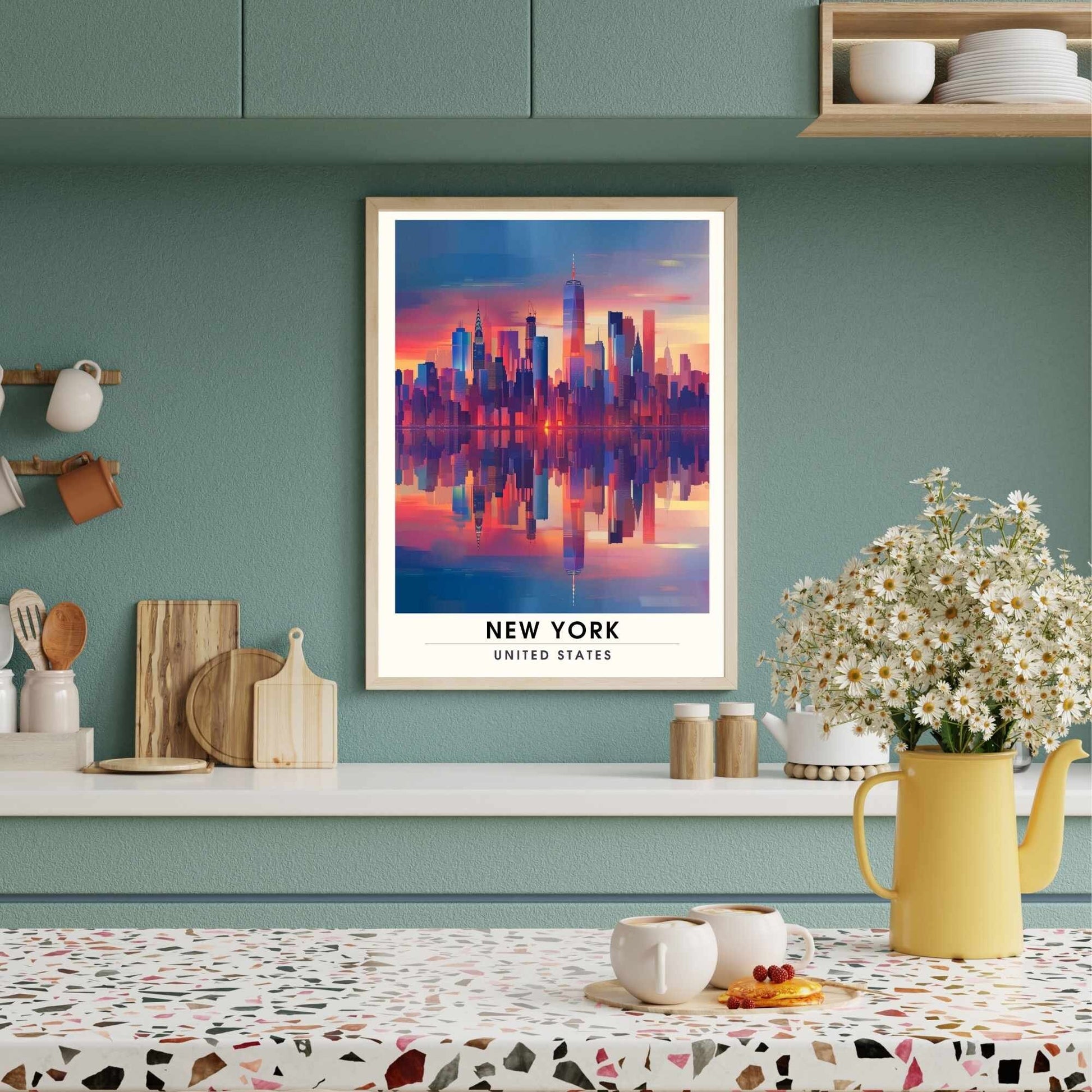 Impression New York | Affiche de Voyage New York | affiche New York City - coucher de soleil