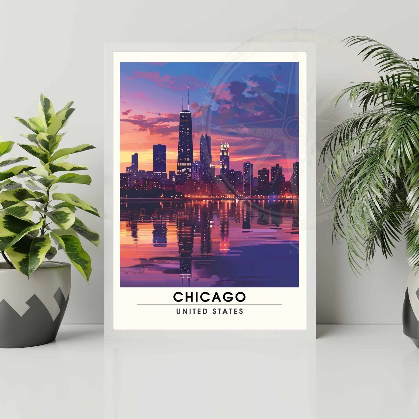 Impression Chicago | Affiche de Voyage Chicago | Chicago la nuit