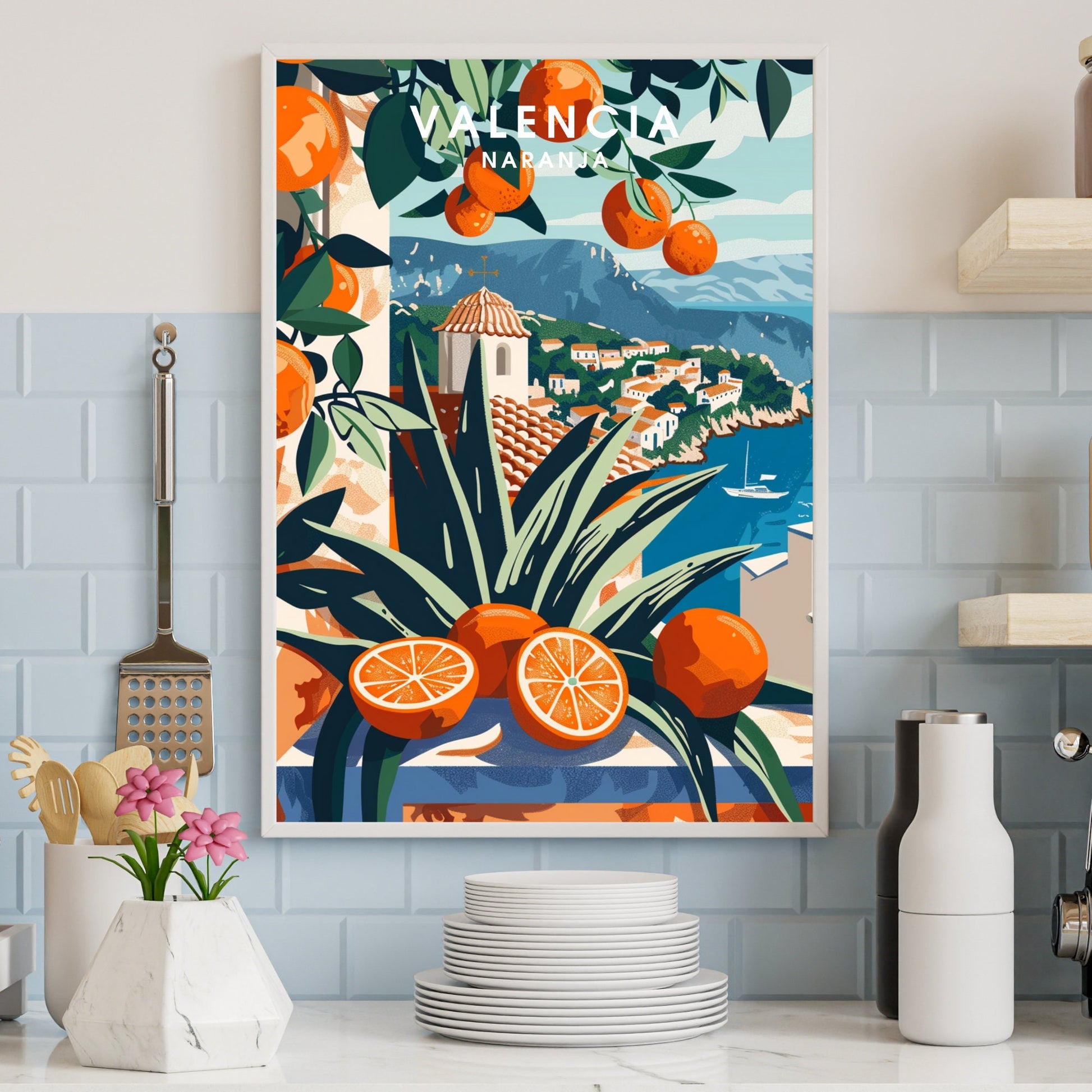 Poster Kitchen | Orange Poster | Valencia Poster | Travel Souvenir | Gift Idea |Spain Travel Print