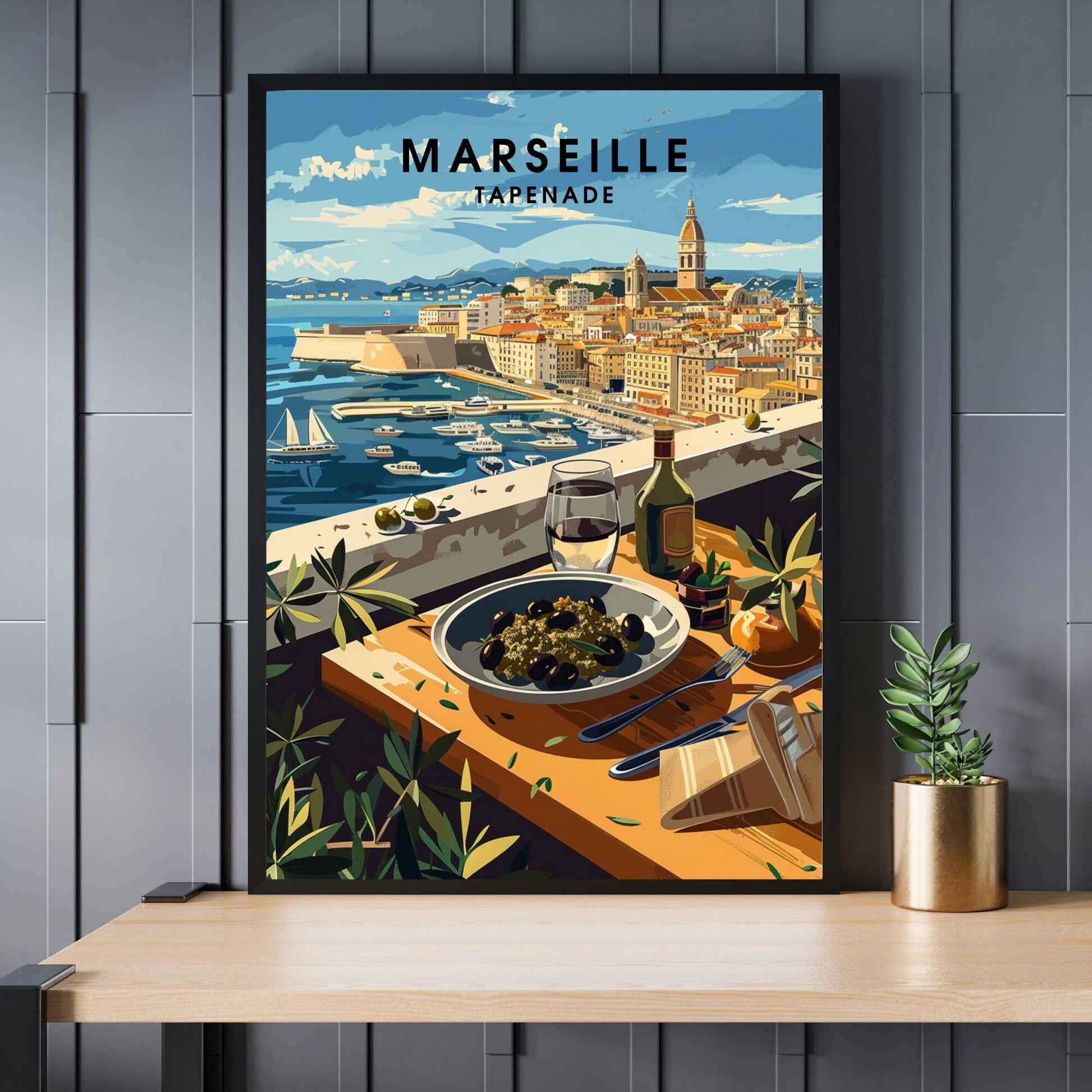 Kitchen poster | Marseille poster | Tapenade print | Travel souvenir | Gift idea | France travel print