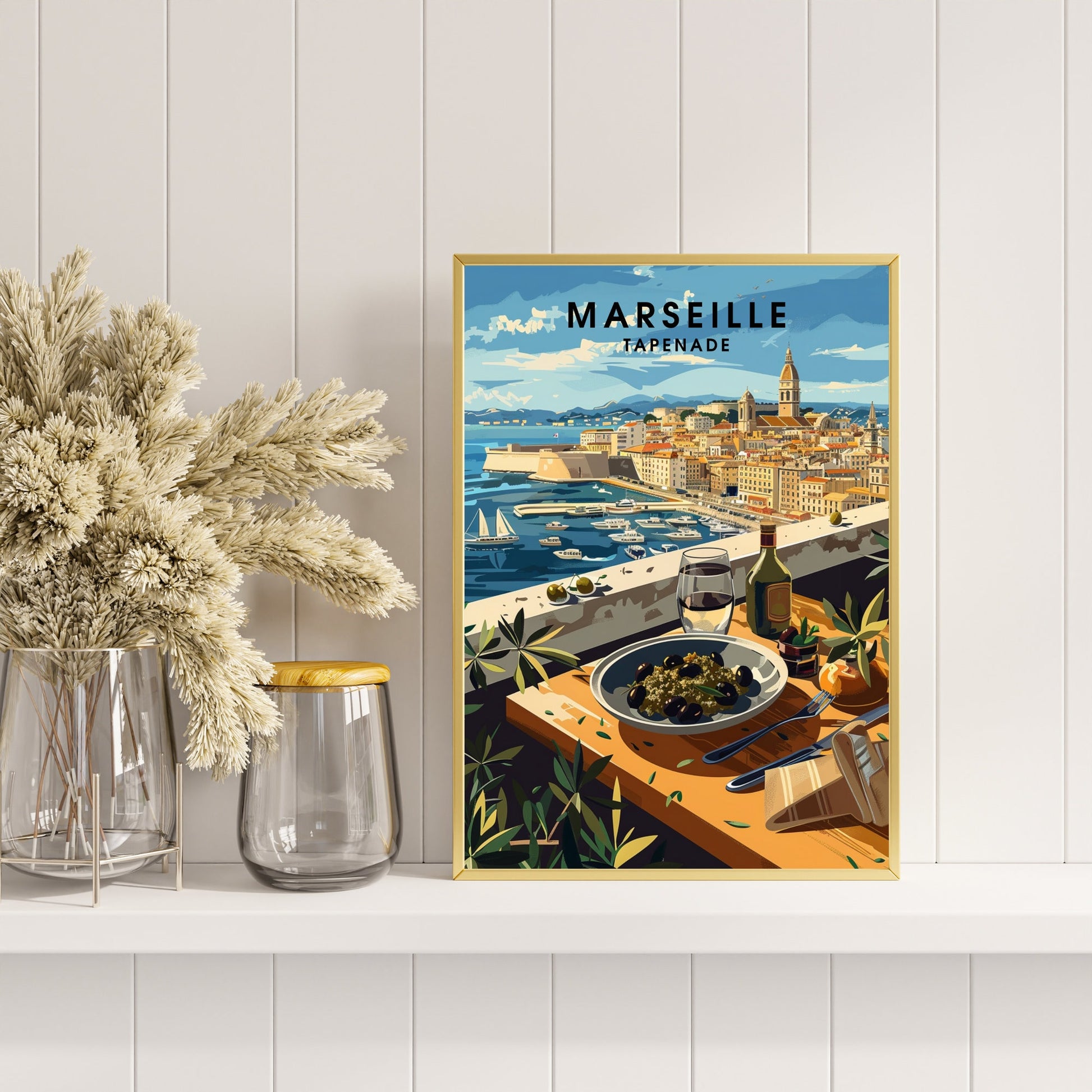 Kitchen poster | Marseille poster | Tapenade print | Travel souvenir | Gift idea | France travel print