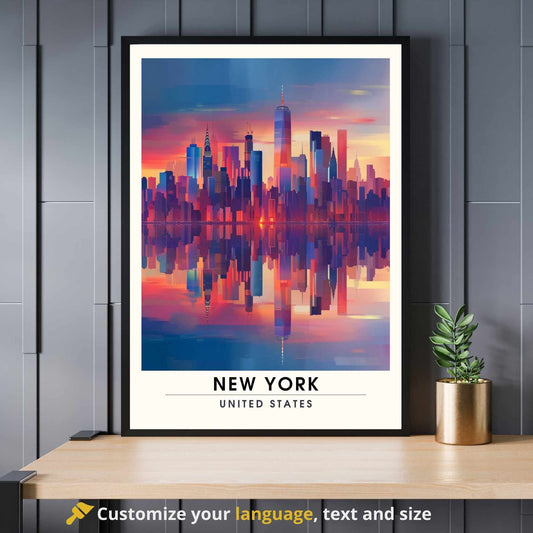 Impression New York | Affiche de Voyage New York | affiche New York City - coucher de soleil