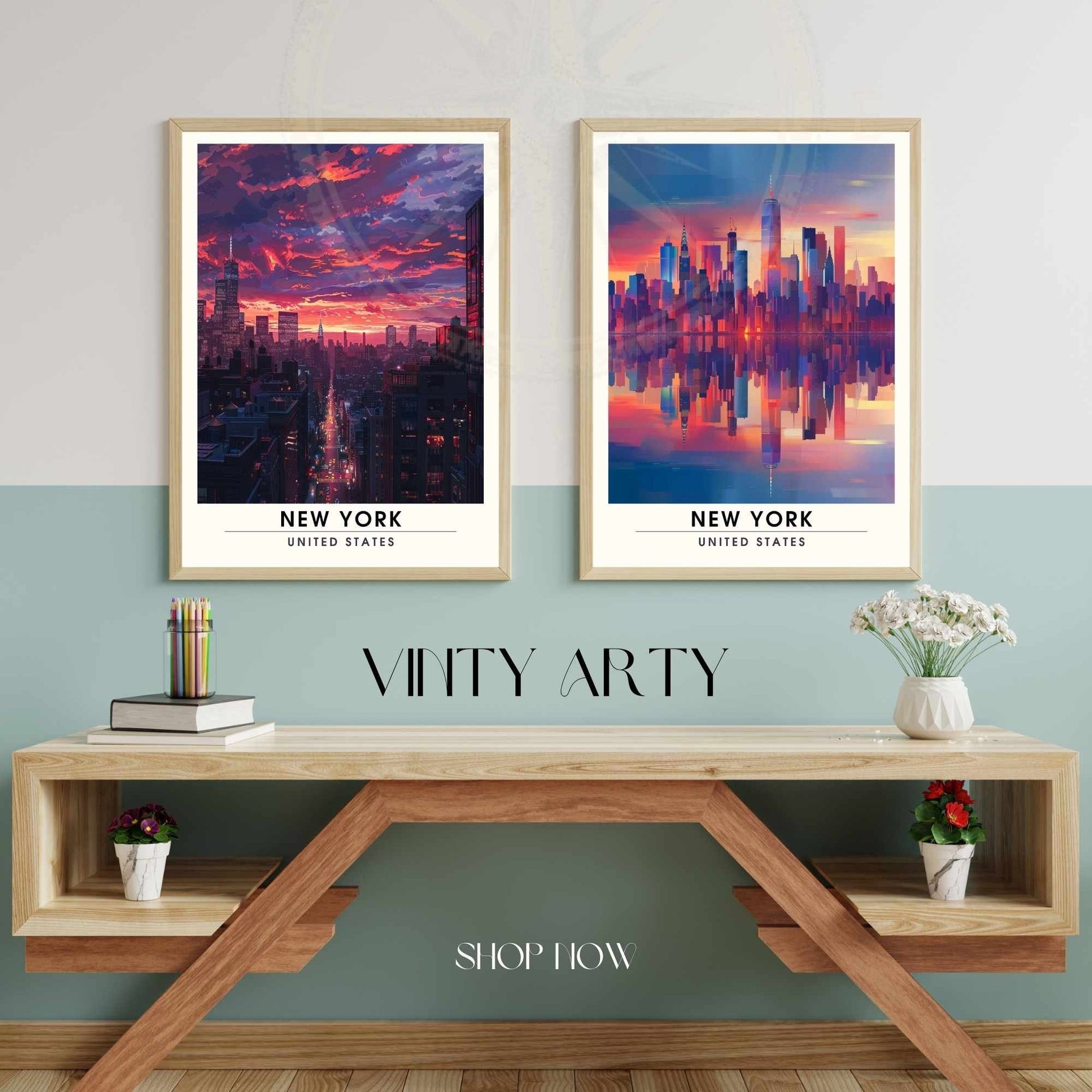 Impression New York | Affiche de Voyage New York | affiche New York City - coucher de soleil