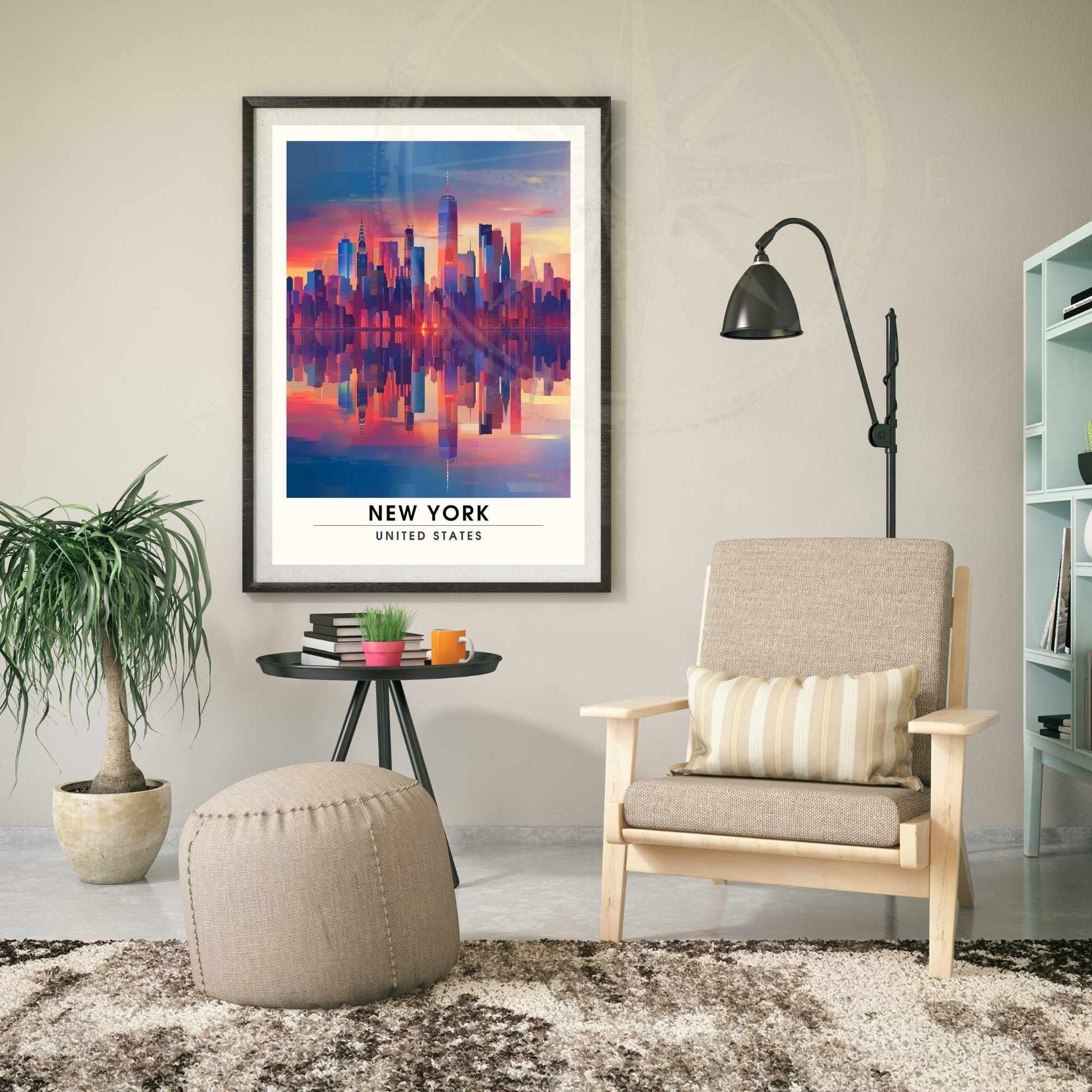 Impression New York | Affiche de Voyage New York | affiche New York City - coucher de soleil