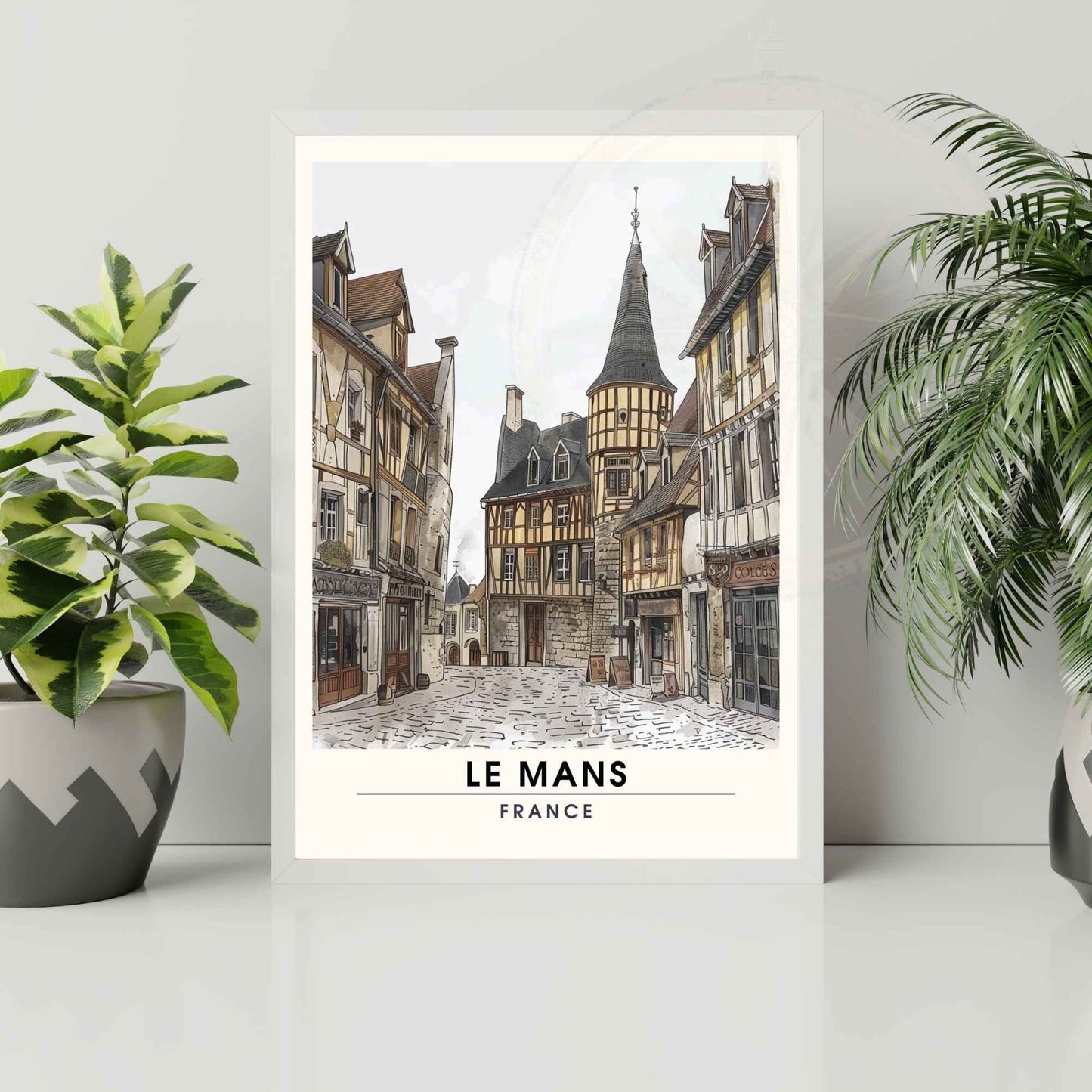 Affiche le Mans | Impression de voyage le mans | Ancienne ville du Mans
