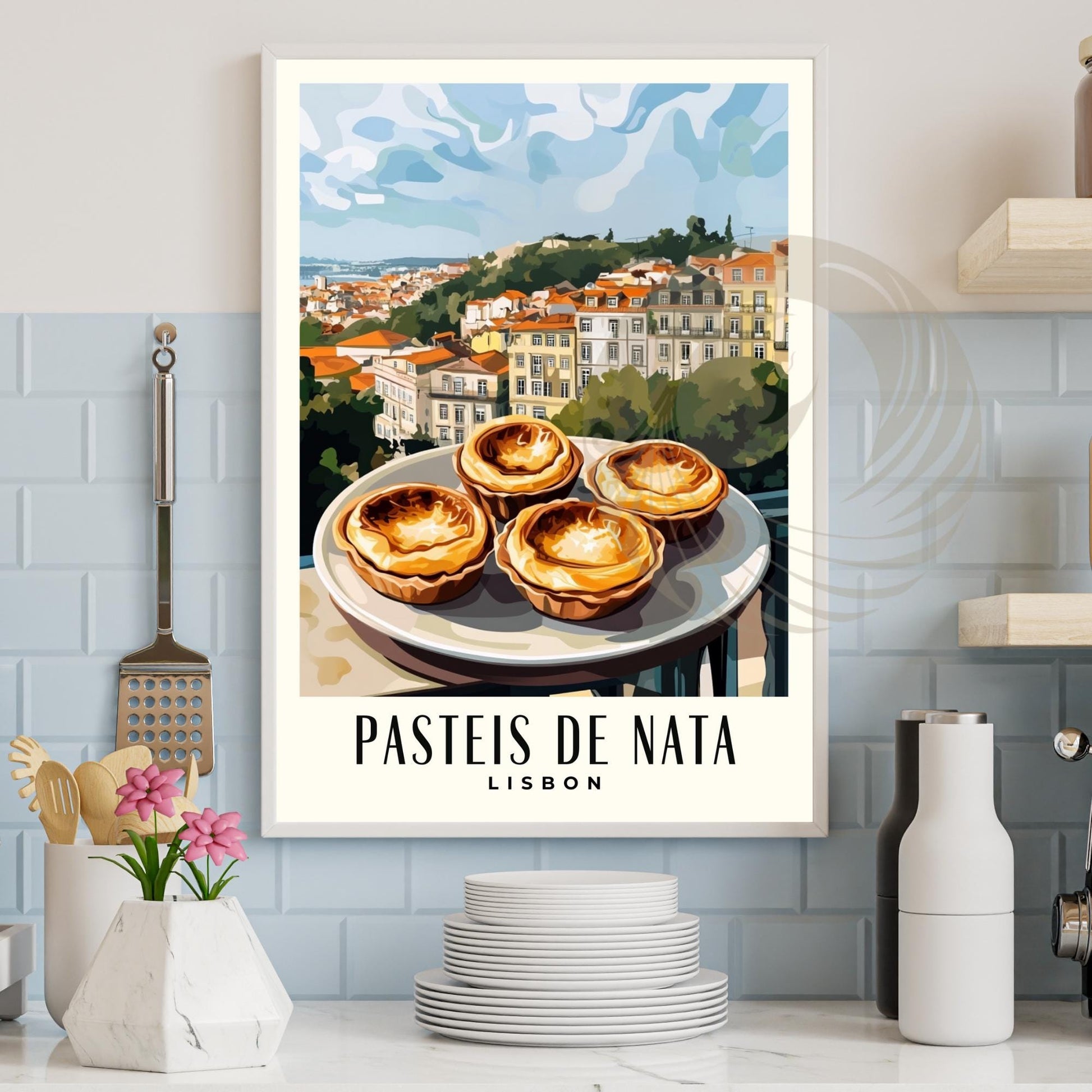 Kitchen Poster | Pasteis de Nata Poster | Lisbon Poster | Travel Souvenir | Gift Idea | Portugal Travel Print