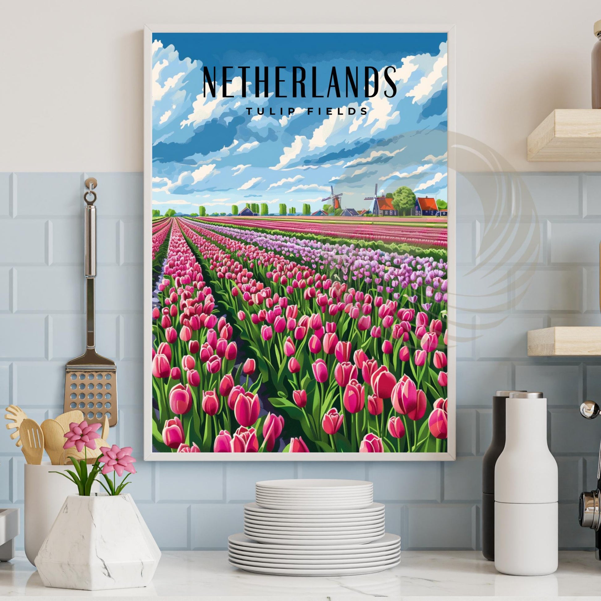Poster Kitchen | Tulip Fields Poster | Travel Souvenir | Gift Idea | Netherlands Travel Print