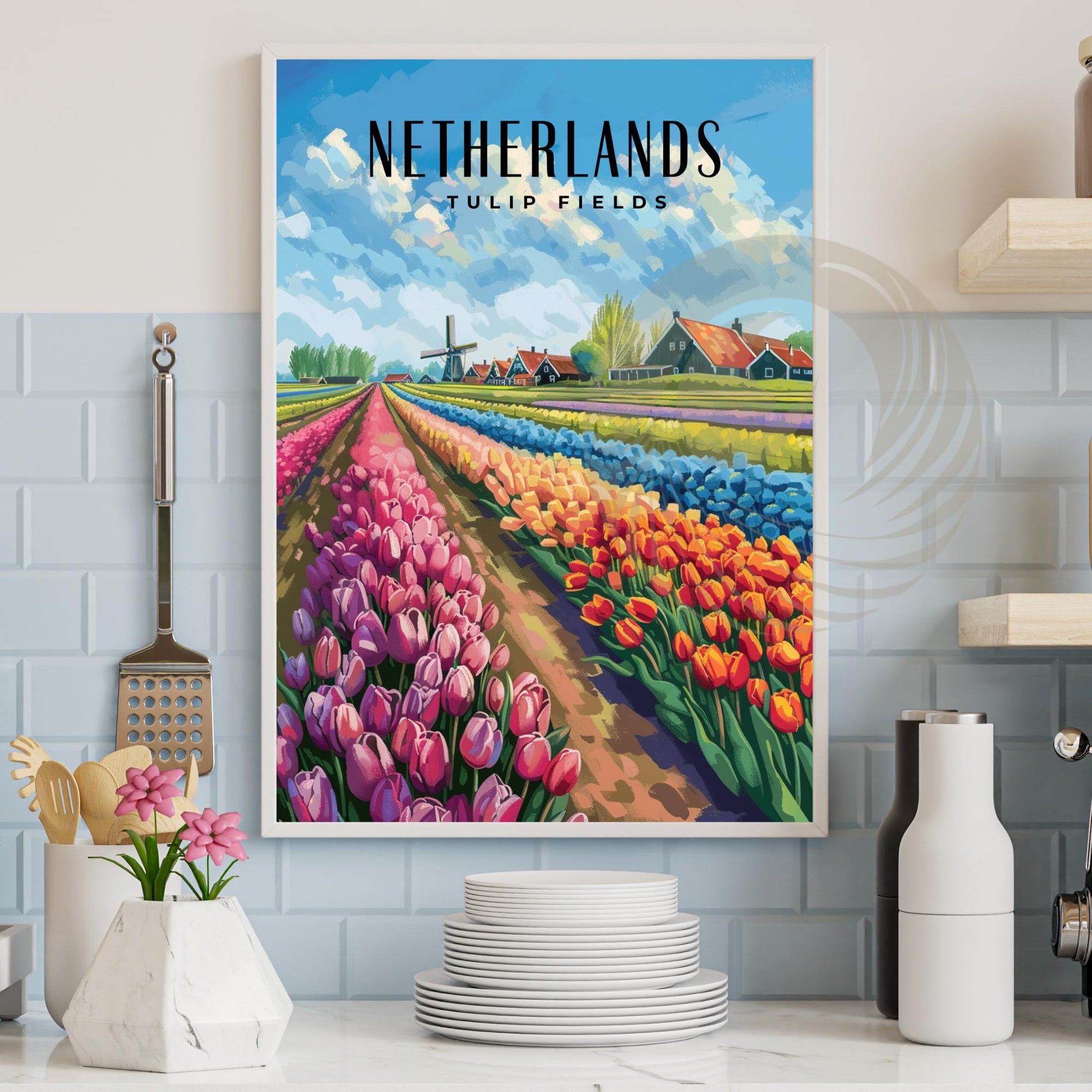 Poster Kitchen | Tulip Fields Poster | Travel Souvenir | Gift Idea | Netherlands Travel Print