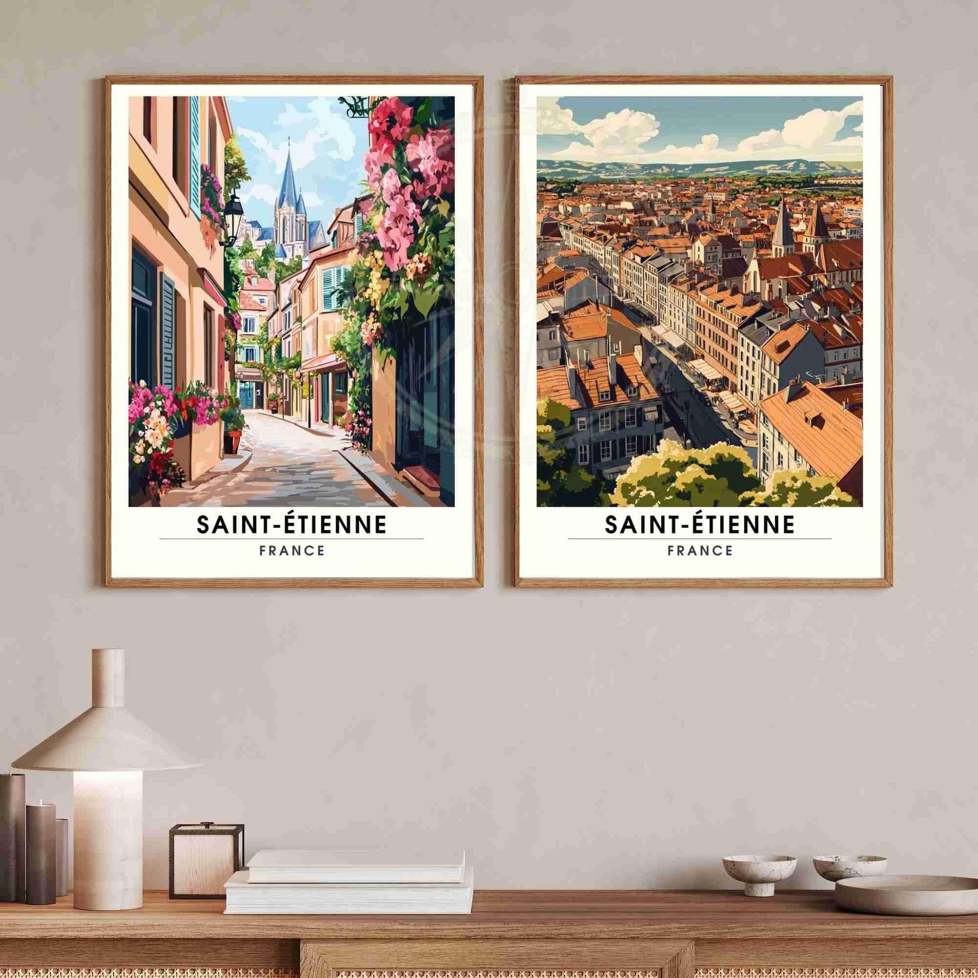 Affiche Saint-Étienne | Impression Saint-Étienne, France - Les rues de la ville