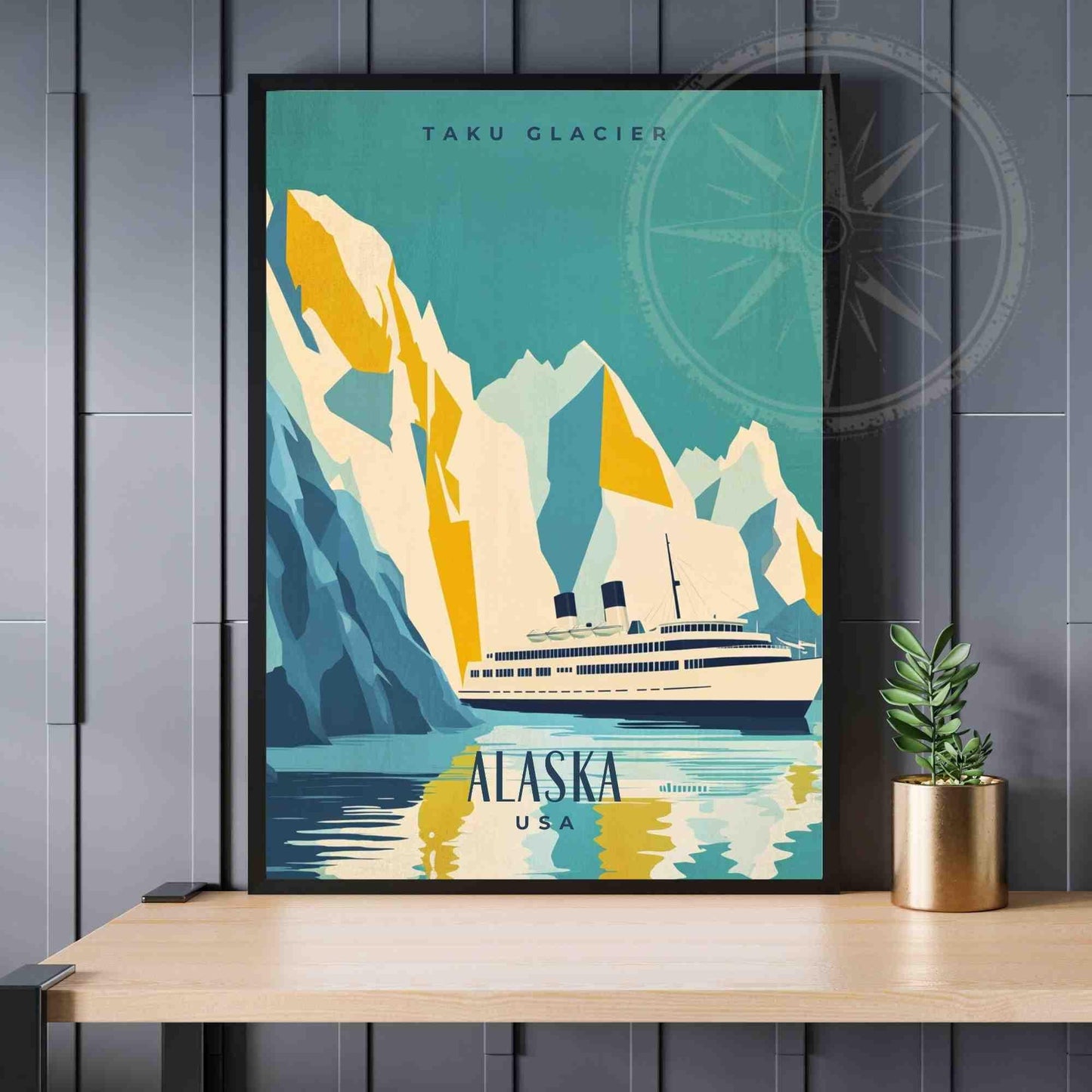 Alaska Poster | Alaska vintage print | Taku Glacier travel print