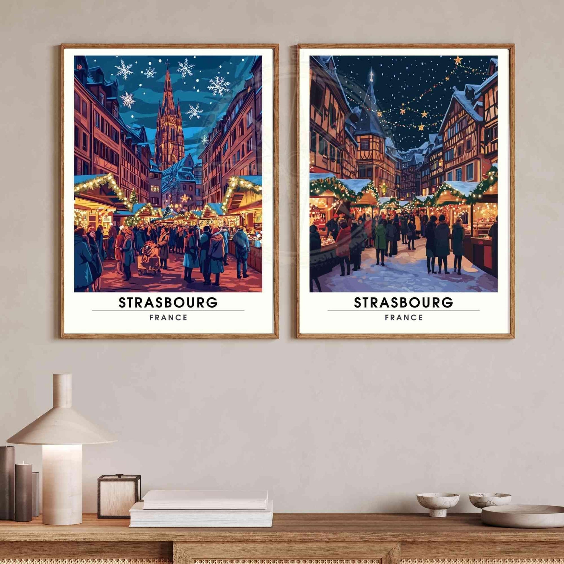 Affiche Strasbourg - Impression de voyage Strasbourg - un Marché de noël à Strasbourg