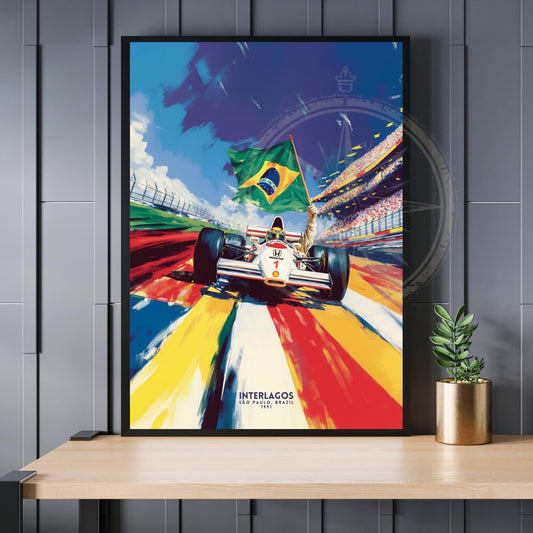 Affiche sport automobile | Impression Interlagos, Brésil | Senna 1991