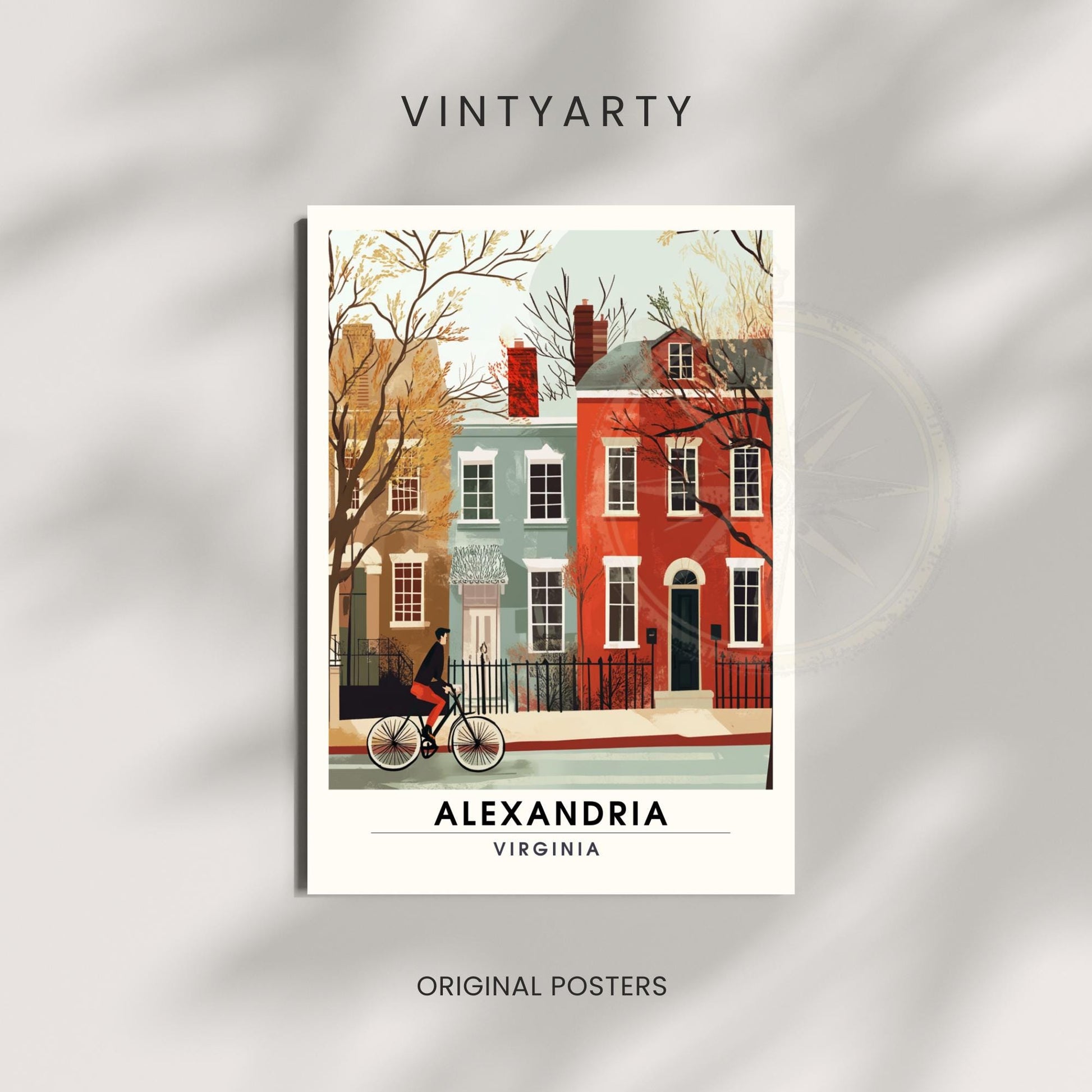 Affiche Alexandria, Virginie | impression de voyage Alexandria, Virginie - Façades des maisons