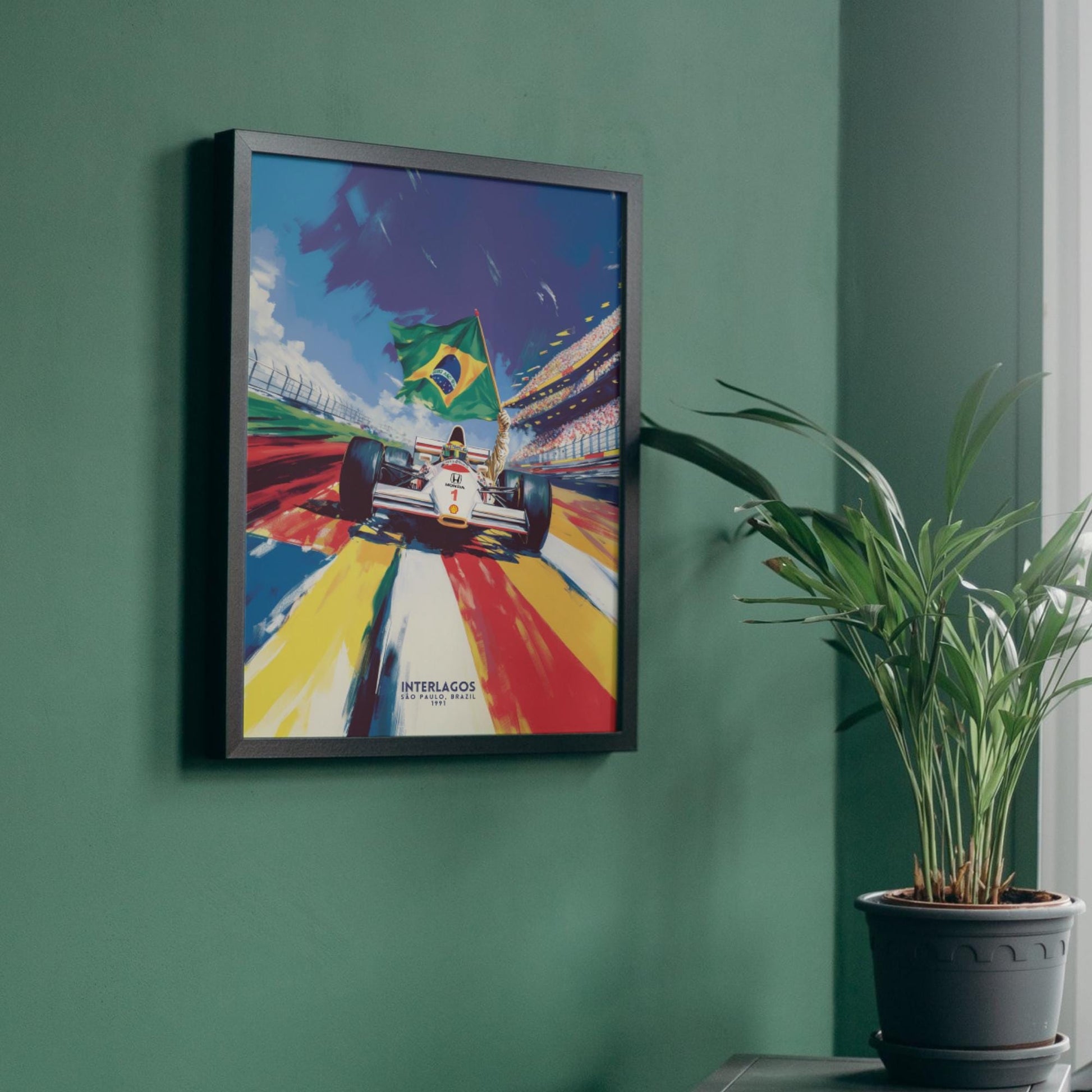 Affiche sport automobile | Impression Interlagos, Brésil | Senna 1991