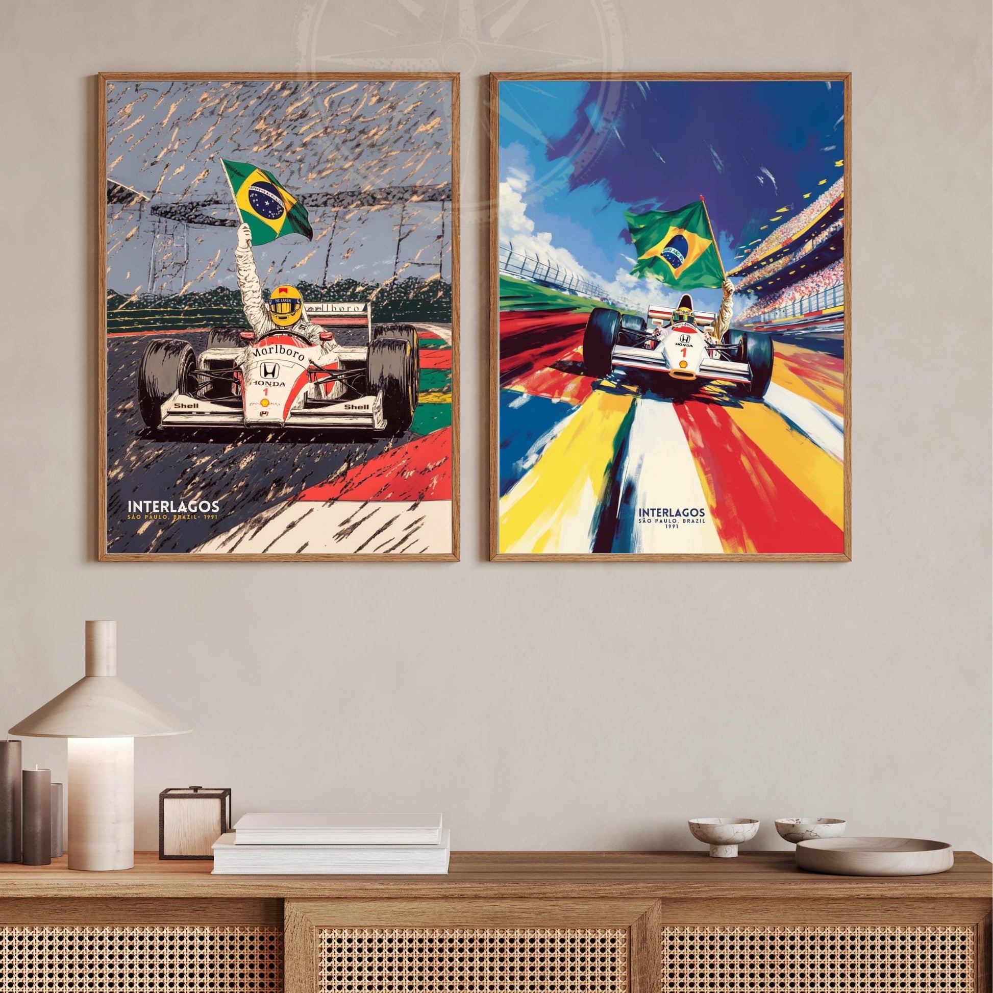 Affiche sport automobile | Impression Interlagos, Brésil | Senna 1991