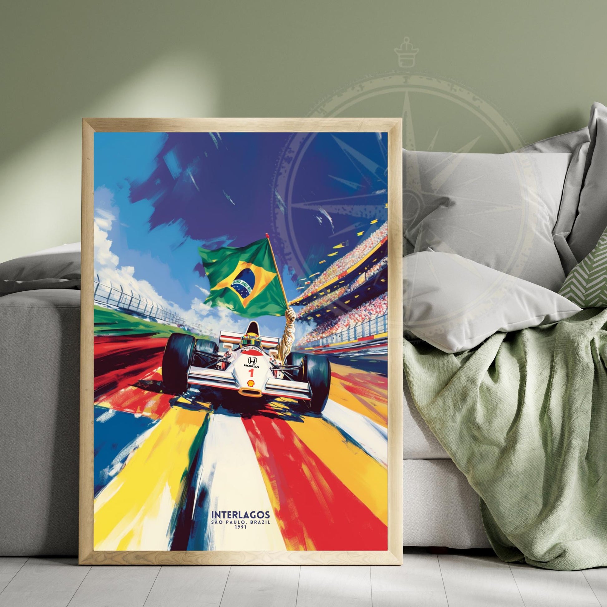 Affiche sport automobile | Impression Interlagos, Brésil | Senna 1991