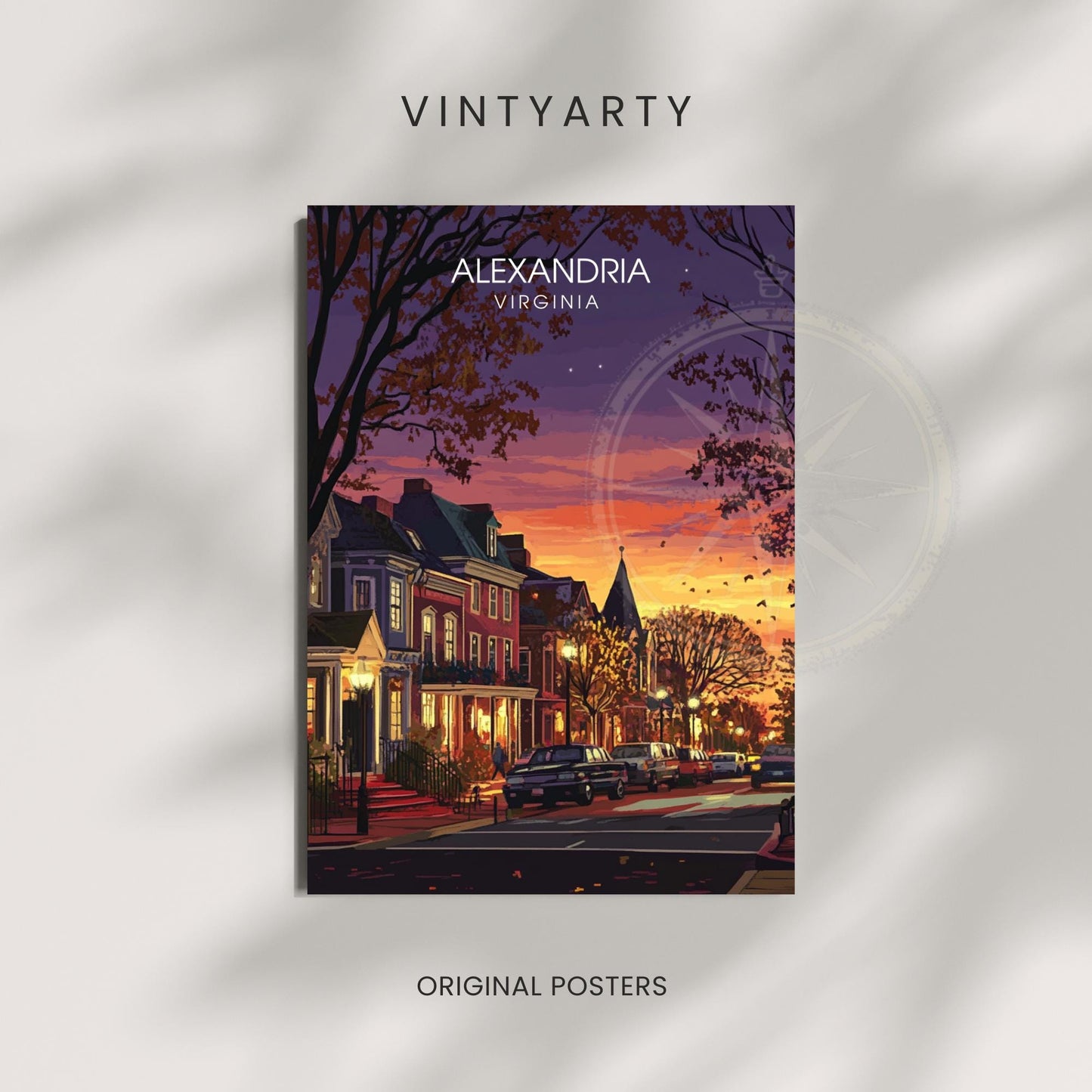 Affiche Alexandria, Virginie | impression Alexandria, Virginie USA - Balade nocturne