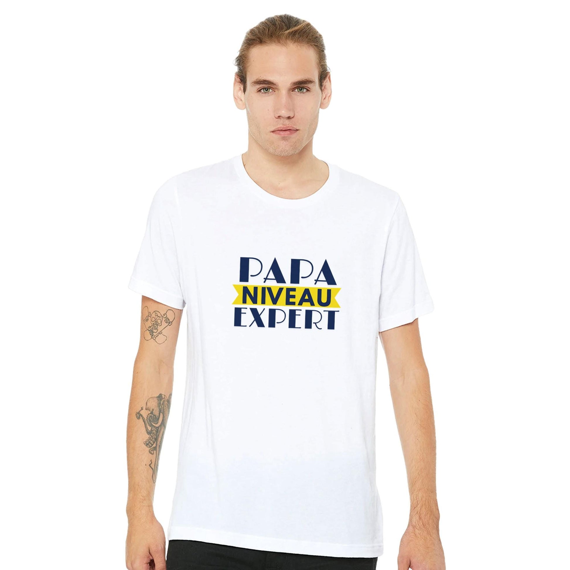T-shirt Premium à col ras du cou | Papa Niveau Expert