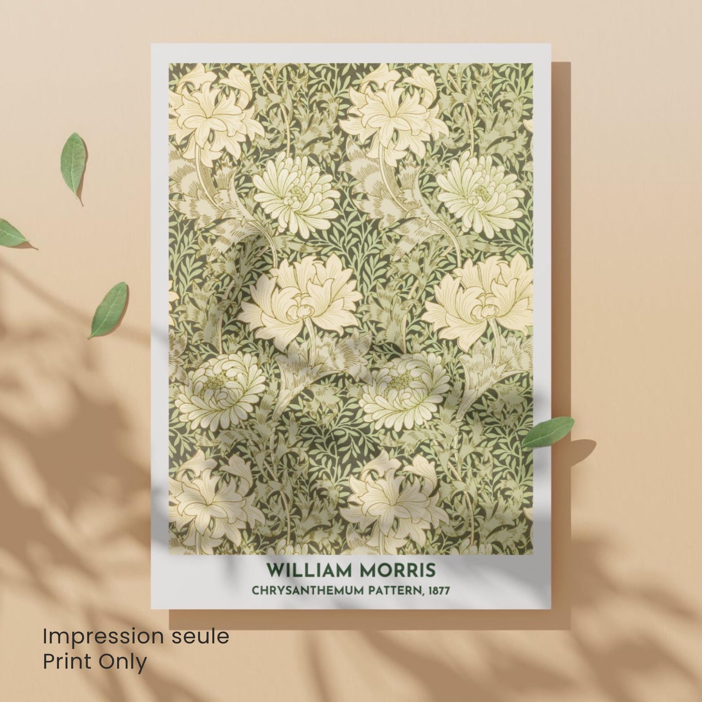 Affiche William Morris Chrysanthemum Pattern 1877 – Poster floral vintage Arts & Crafts, impression murale botanique, décoration intérieure