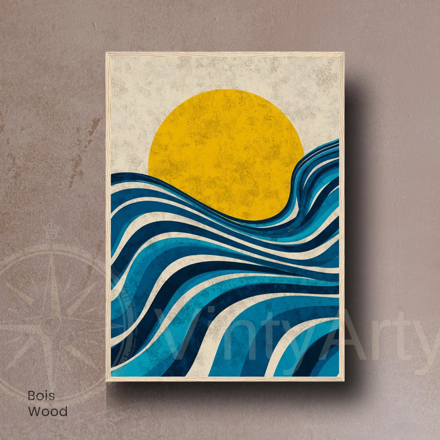 Affiche Soleil & Vagues – Style Bauhaus Abstrait | Poster graphique moderne | Décoration murale design minimaliste