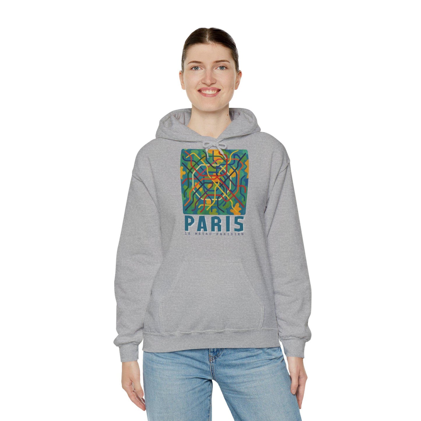 Sweat à capuche Paris – Hoodie unisexe avec design métro parisien, sweat graphique, streetwear tendance, idée cadeau voyage