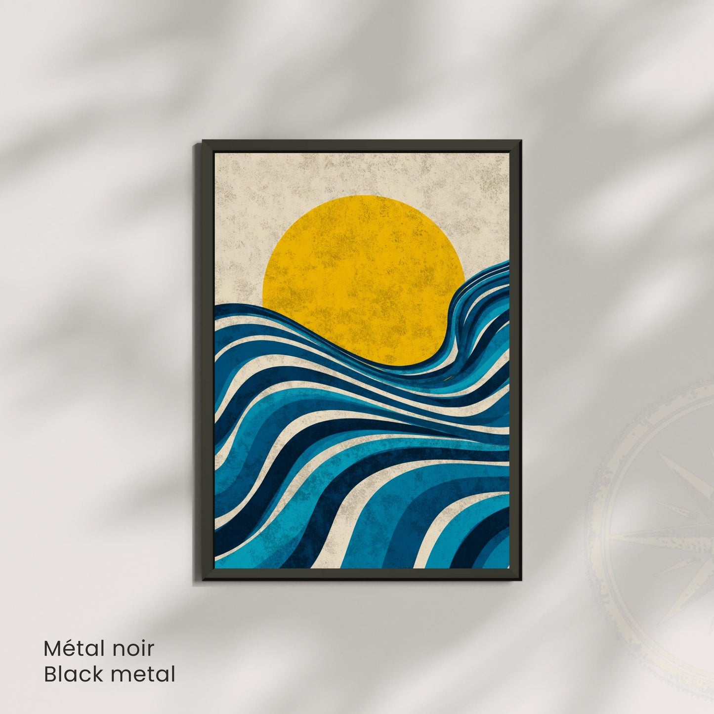 Affiche Soleil & Vagues – Style Bauhaus Abstrait | Poster graphique moderne | Décoration murale design minimaliste