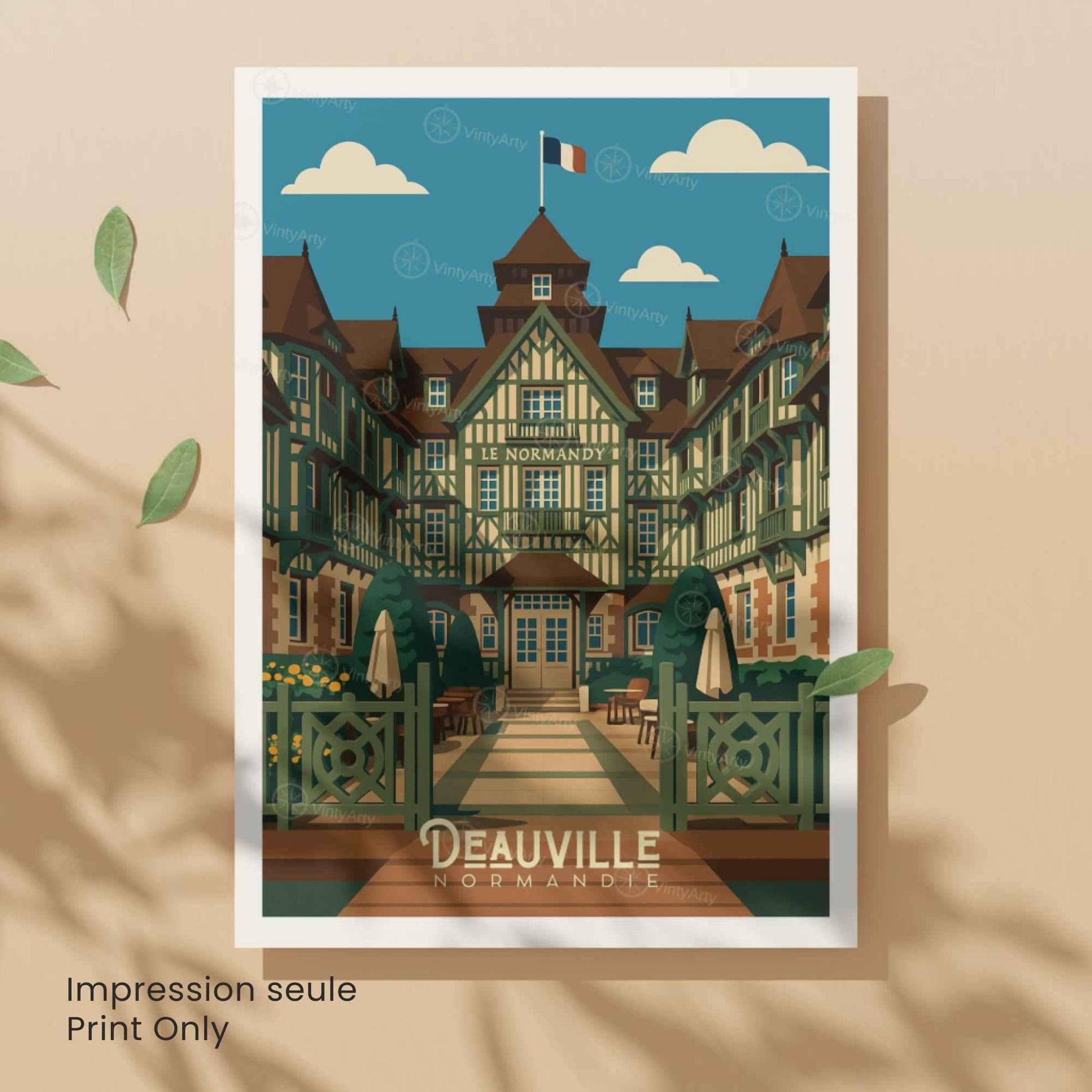 Affiche Deauville – Poster vintage Normandie, décoration murale, idée cadeau Normandie