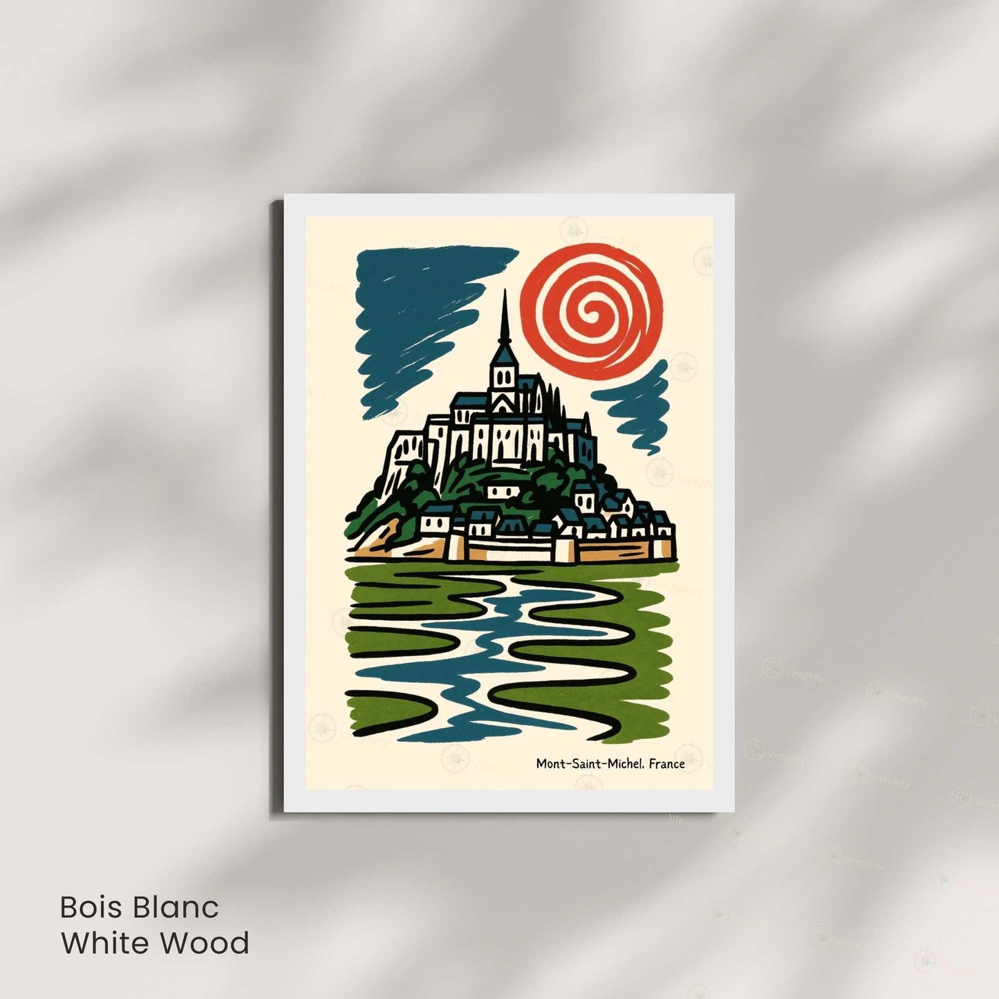 Affiche Mont-Saint-Michel – Poster rétro vintage France, décoration murale artistique Normandie, idée cadeau voyage