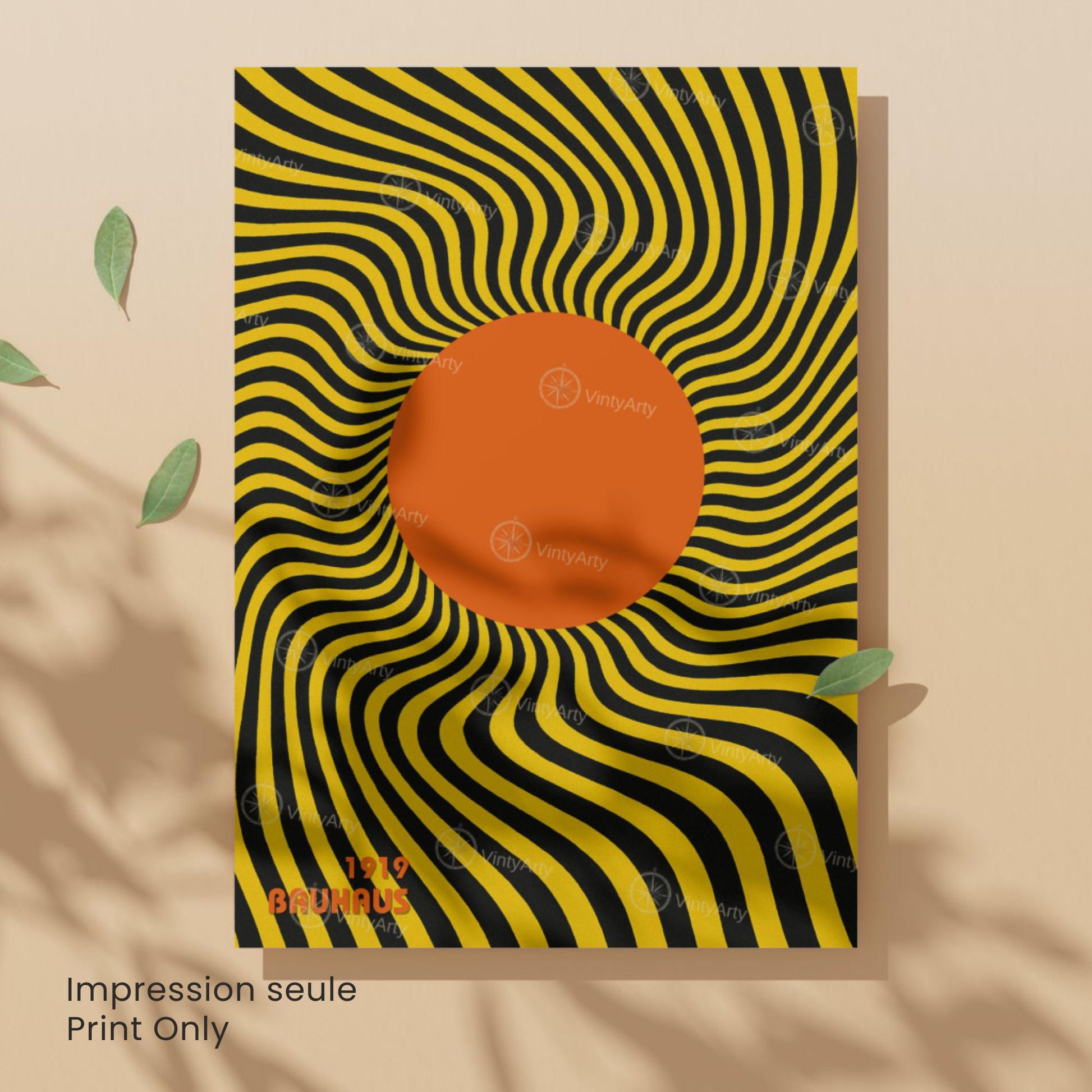Affiche Bauhaus 1919 Cercle Orange – Poster Op Art