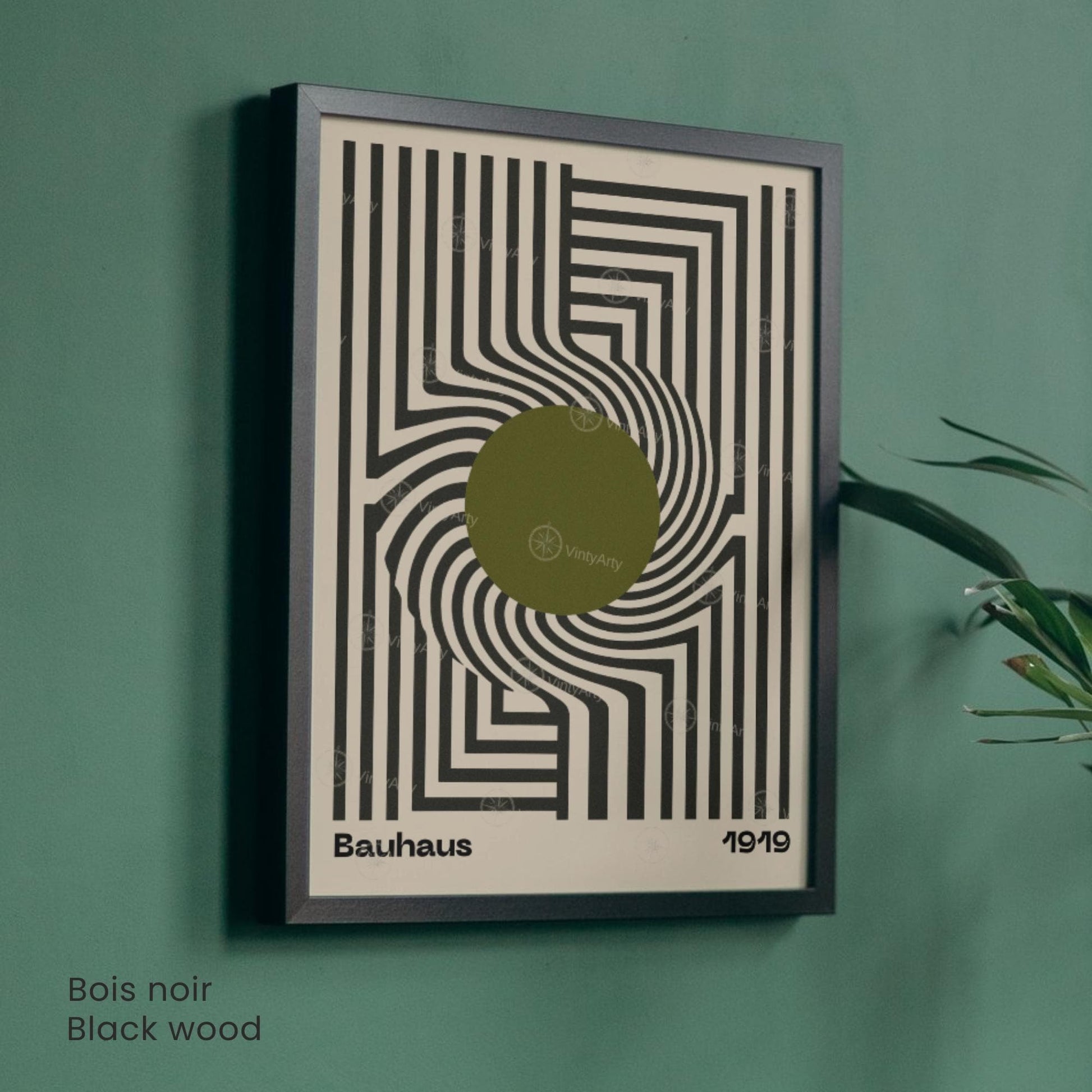 Affiche Bauhaus 1919 – Poster géométrique noir et vert, art abstrait moderne