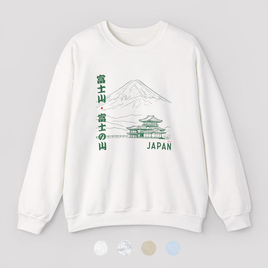 Sweatshirt unisexe Mont Fuji et temple japonais – Style authentique, sweatshirt Japon, confort casual