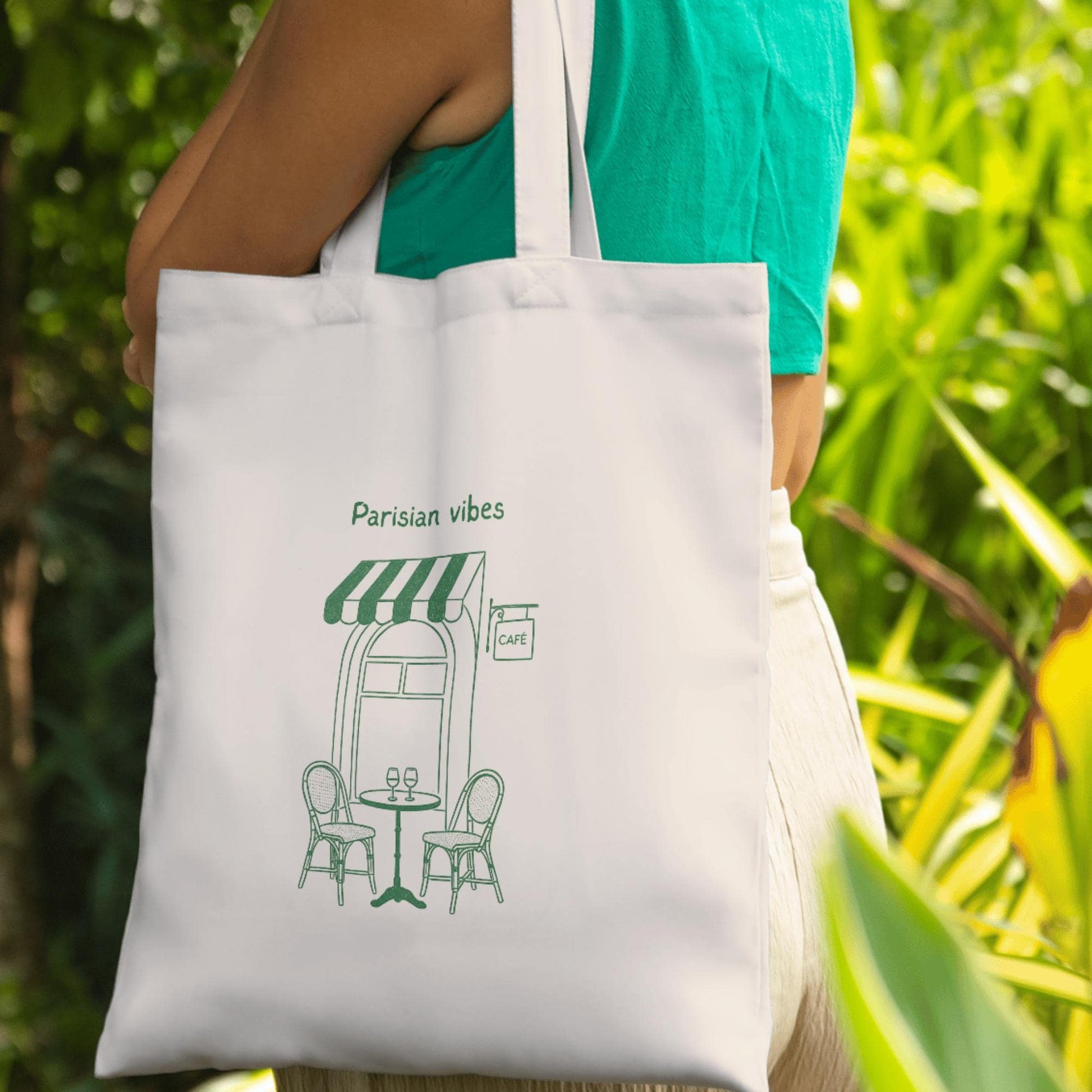 Tote Bag Premium Café Parisien - Tote bage Éco-Responsable - 100 % coton épais 400g, 10 litres