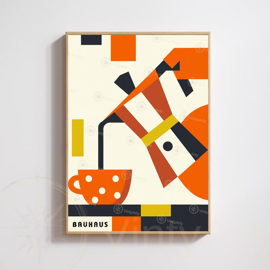 Bauhaus Coffee Poster – Modern Abstract Geometric Wall Art