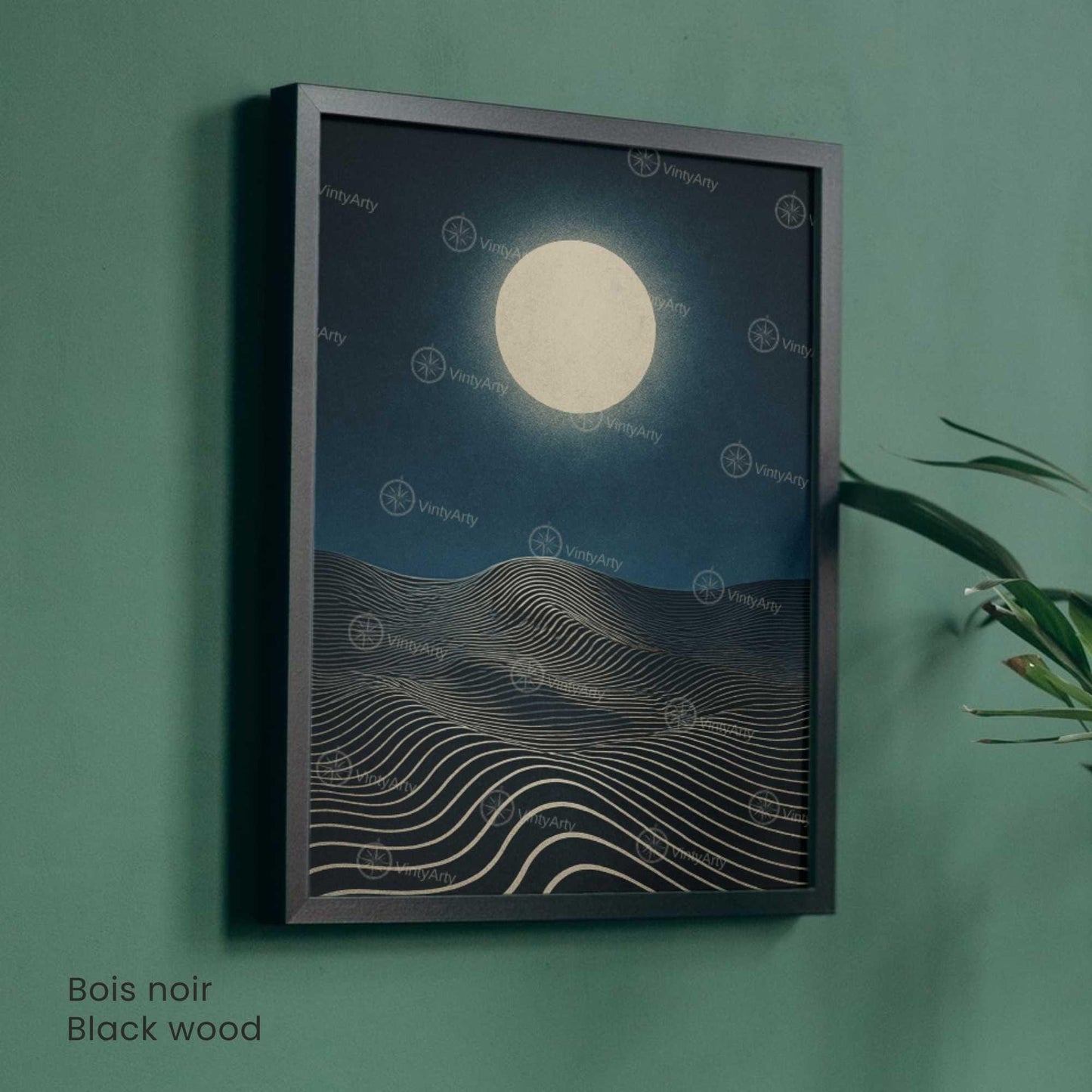 Affiche Lune Minimaliste – Poster abstrait nuit étoilée – Art mural moderne